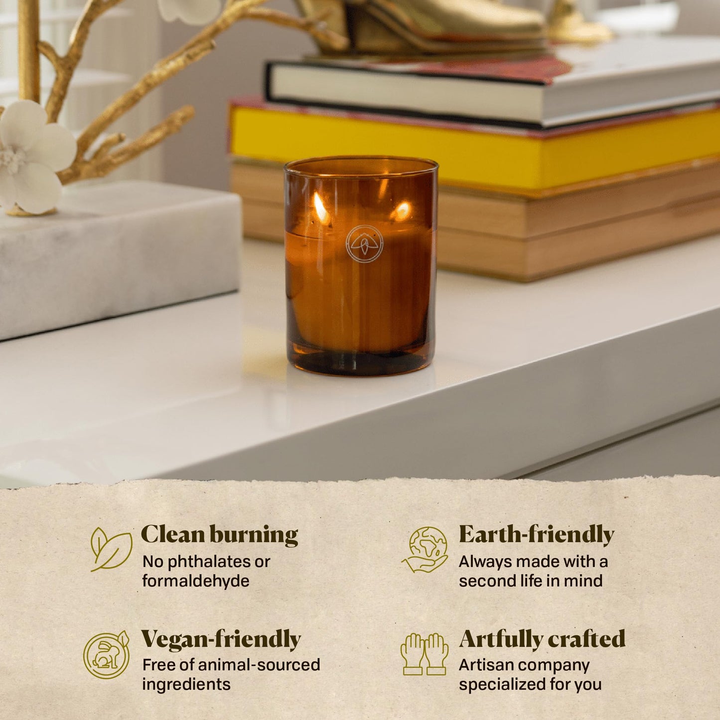 Paddywax Scented Candles Glow Two-Wick Glass Soy Wax Blend Candle, 10-Ounce, Mandarin & Musk