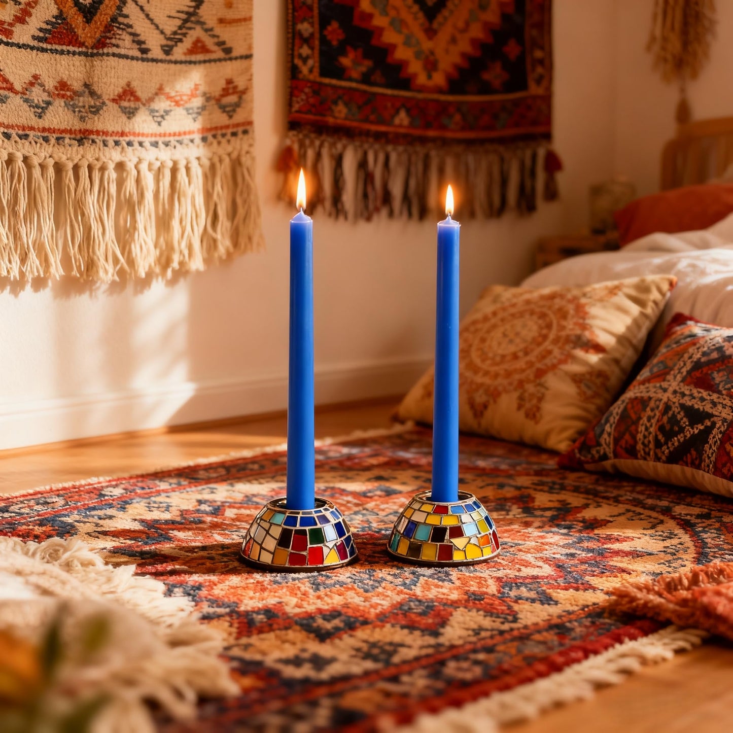 12-Pack Royal-Blue Taper Candles, 10 Inch Unscented Dripless Candlesticks, Long-Lasting Burn Time of 7-8 Hours, Perfect for Home Décor Dinner Party Meditation