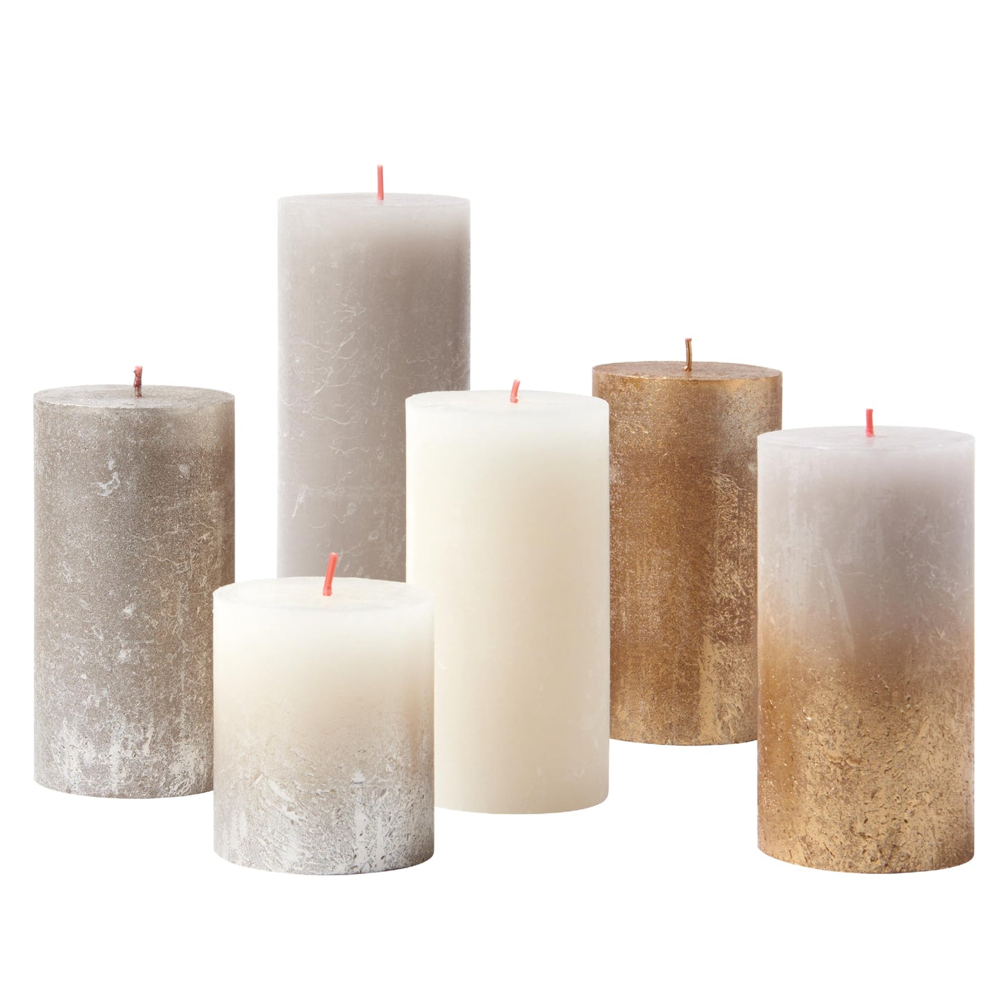 Bolsius Rustic Candle Gift Set - New Sparkle - Box of 6 Candles - Long Burning Time - Household Candle - Interior Decoration - Unscented - Smokeless - Includes Natural Vegan Wax - No Palm Oil