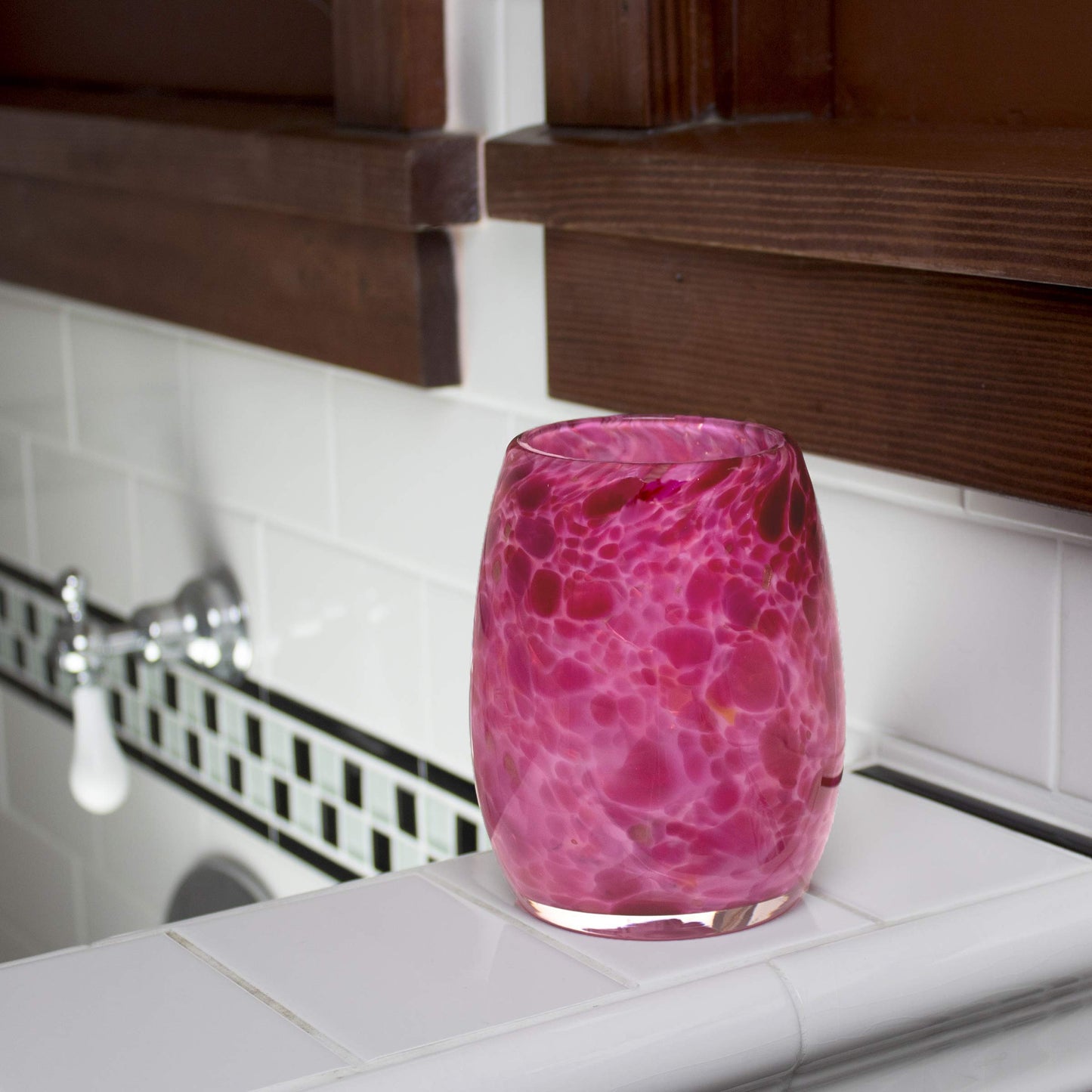 Totally Blown Glassworks Votive Candle Holder, Tea-Light, Handmade Blown Glass, Accent Vase, Centerpiece, Home Decor, Artist Dehanna Jones, Seattle, WA. (Pretty in Pink)