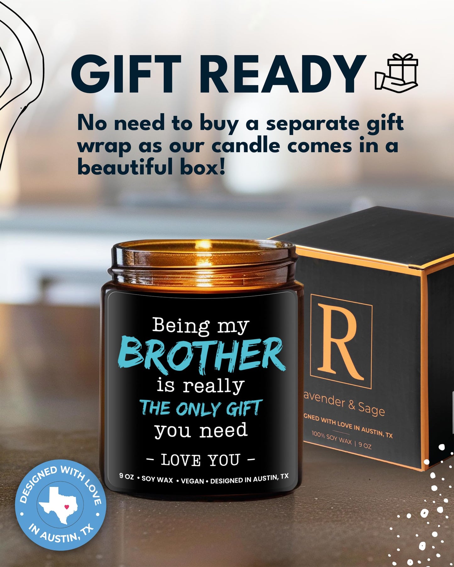 Being My Brother is the Only Gift You Need Candle, Funny Brother Gifts from Sister, Funny Birthday Gifts for Him, Adult Brother Birthday Presents from Sister Unique, Ideal Present for Christmas