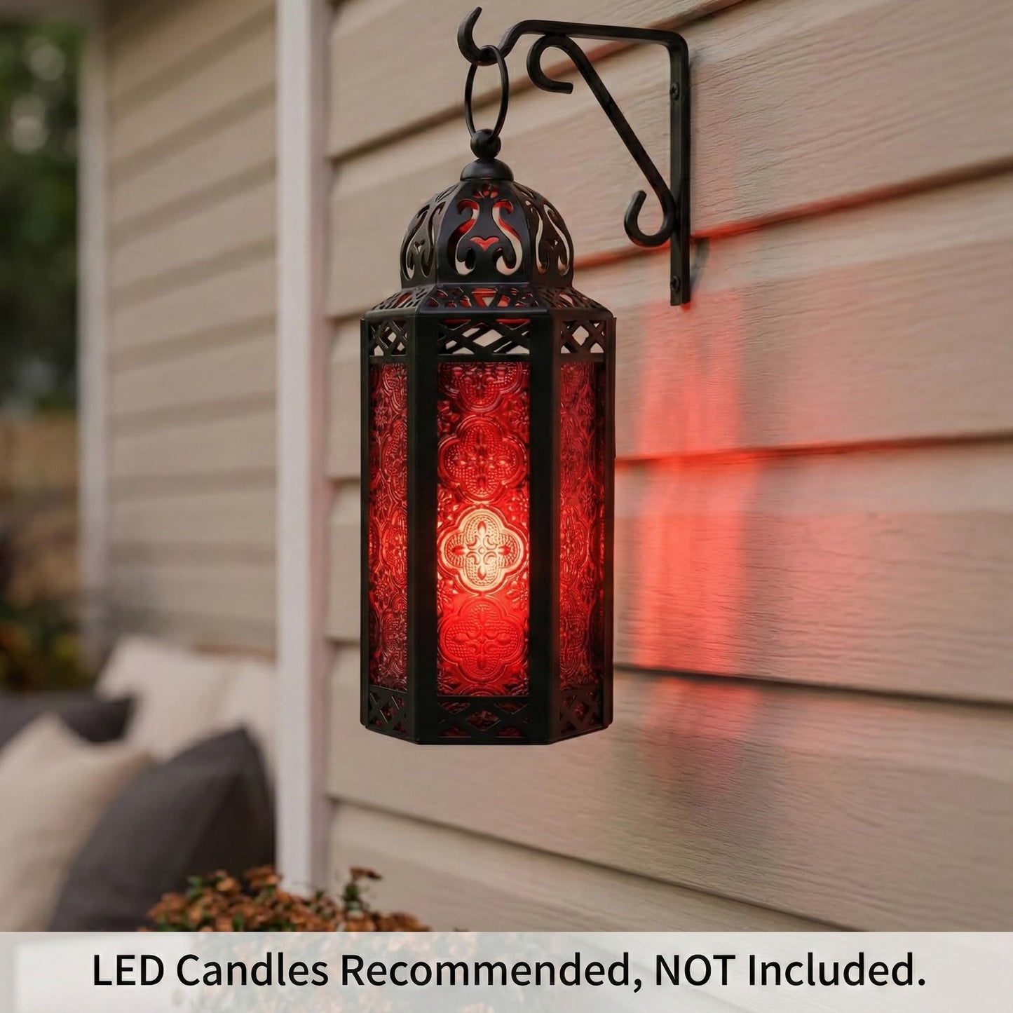 Mid Size Table/hanging Red Hexagon Moroccan Candle Lantern Holders
