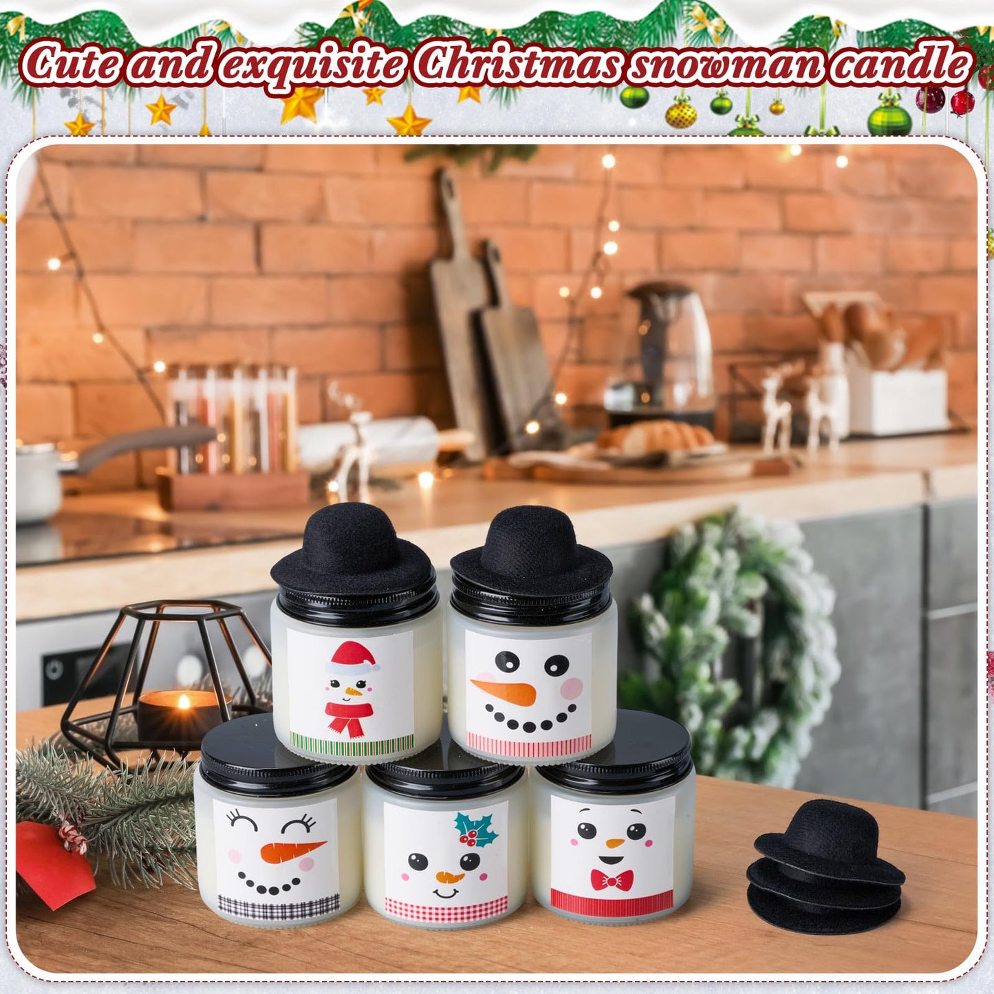 Lounsweer 48 Pcs Christmas Candles Bulk Gifts Set for Women Men 3.5oz Snowman Scented Candles Jar Soy Wax Candle with Mini Snowman Decor Cap for Christmas New Year Winter Decor