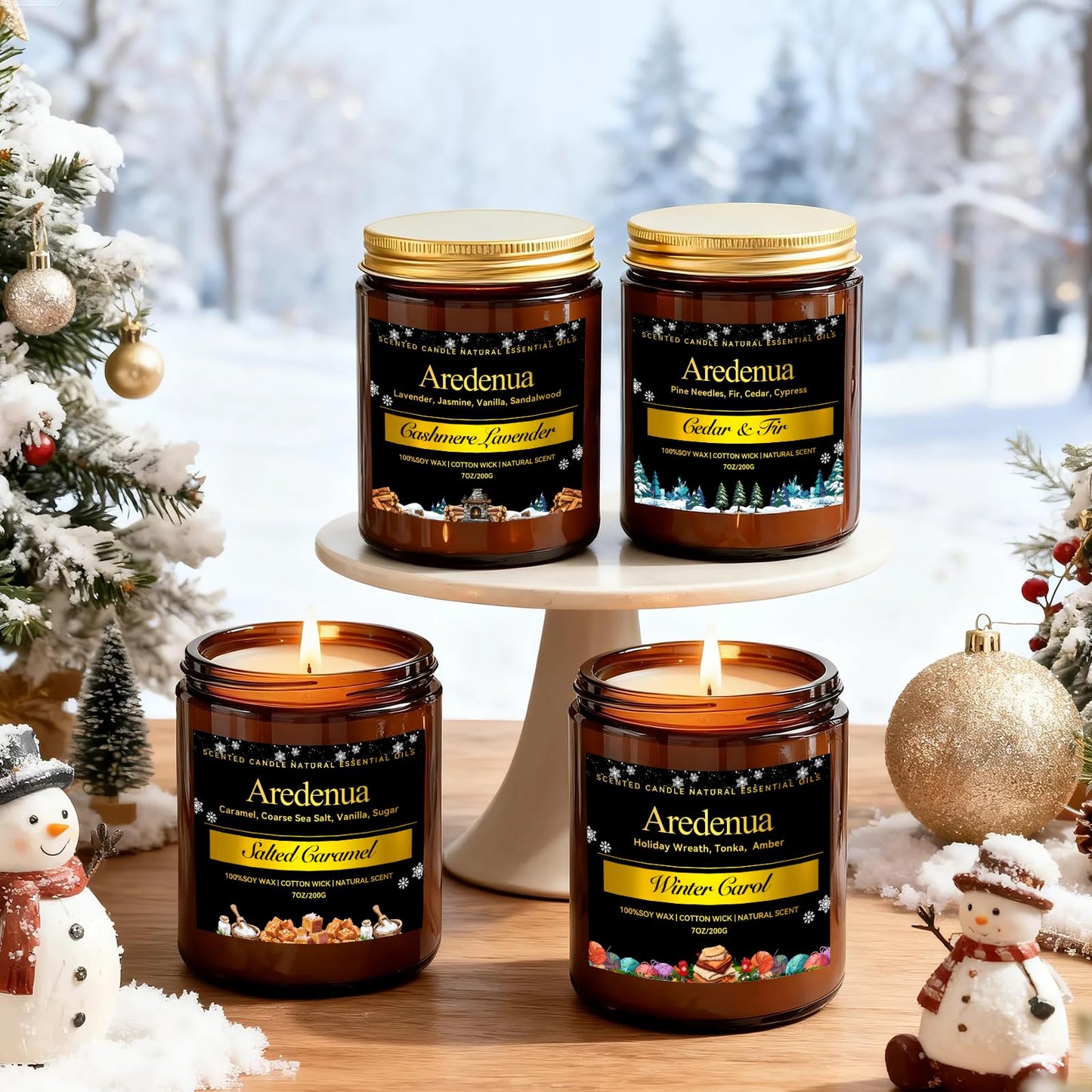Winter Candles – Winter Spice Candle | Holiday Scented Candles, 7oz Soy Candle for Home - Christmas Gifts for Men Women - 50H Clean Long Lasting Burn, Aromatherapy Gift for Relaxation