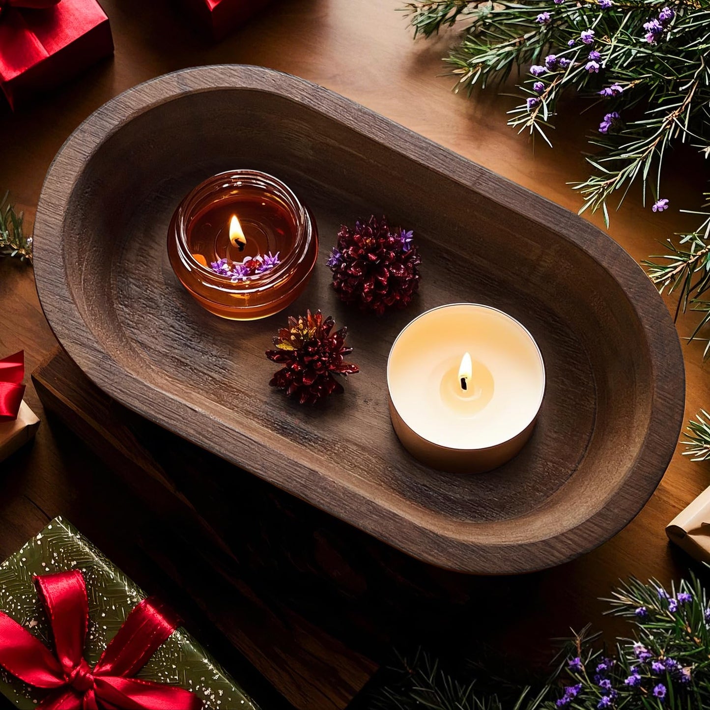 Katieyca 10 Pack Wooden Dough Bowls Bulk 8.5 Inch Rustic Dough Bowls for Wedding DIY Candle Home Crafts Making Farmhouse Fruits Supplies Decoration ﻿ ﻿