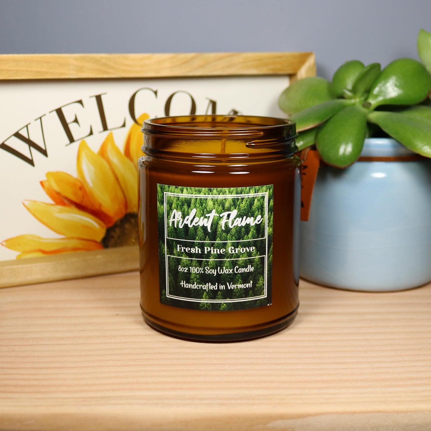 Ardent Flame Candles | Fresh Pine Grove | 100% Natural Soy Wax Candle for Home Decor | Highly Scented | Premium Fragrance | Handmade in Vermont, USA | 8 oz | Long Lasting | Gift for Women and Men