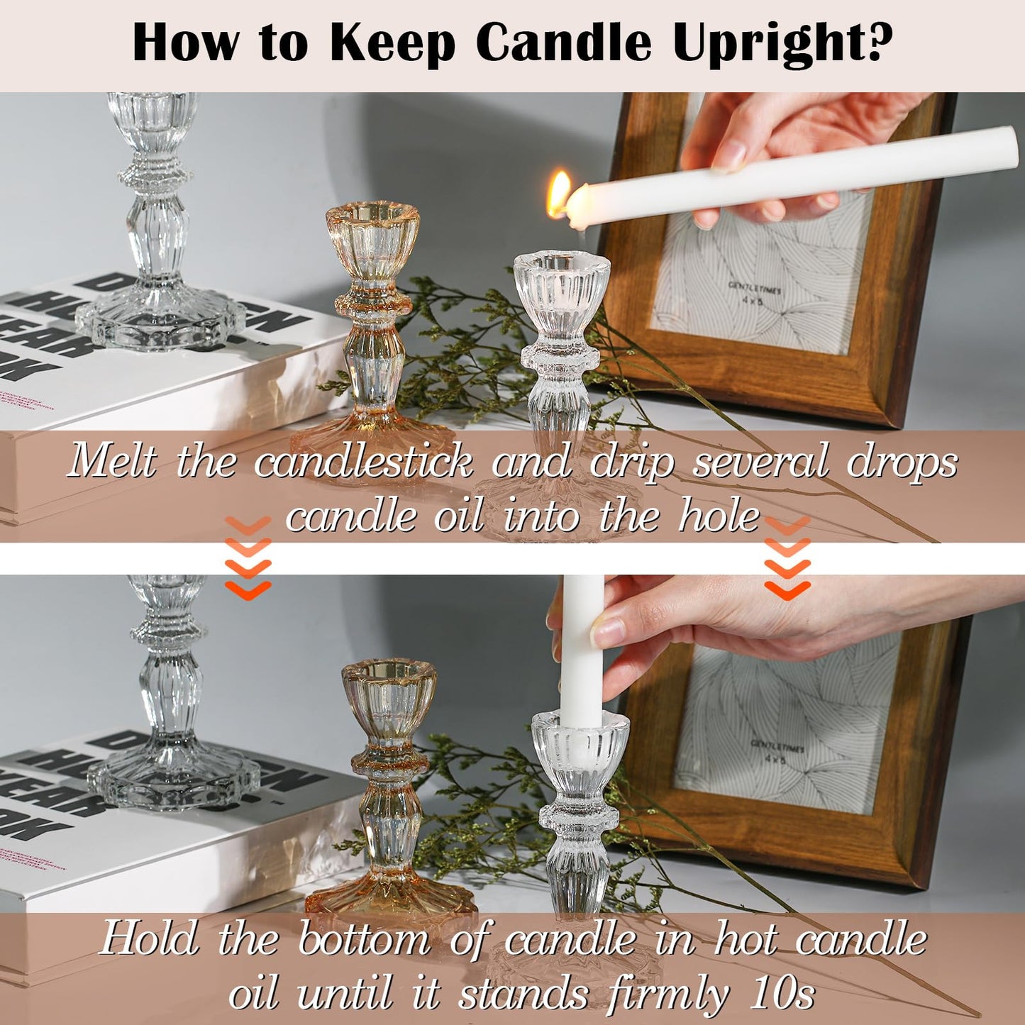 Simeitol Glass Candlestick Holders Bulk, 6PCS Gold Taper Candle Holders for Table Centerpiece, Gold Tall Candle Stick Holder Stand for Wedding Decorations, Birthday, Christmas Table Decor