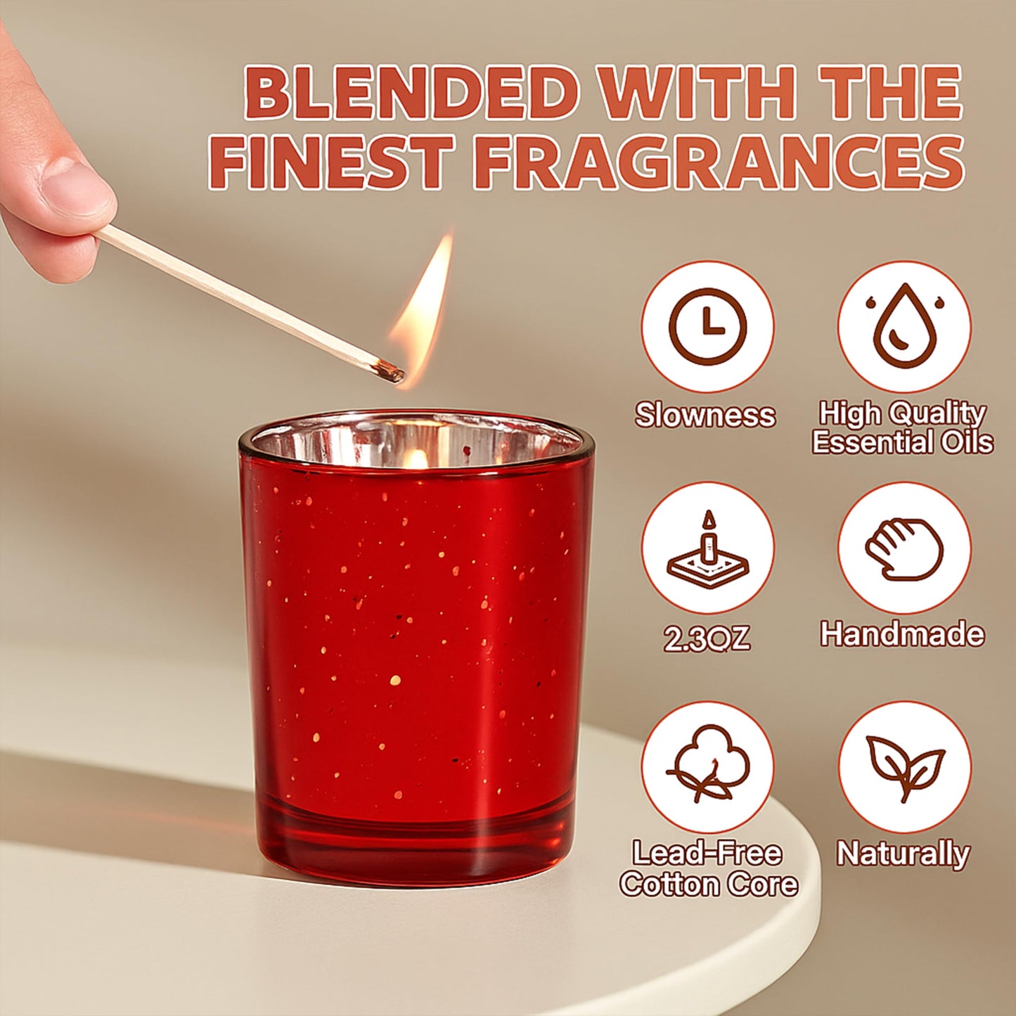 Soft Breeze 24PCS Red Mercury Glass Votive Candle for Wedding, Votive Candle for Christmas and Halloween Decorations,Red