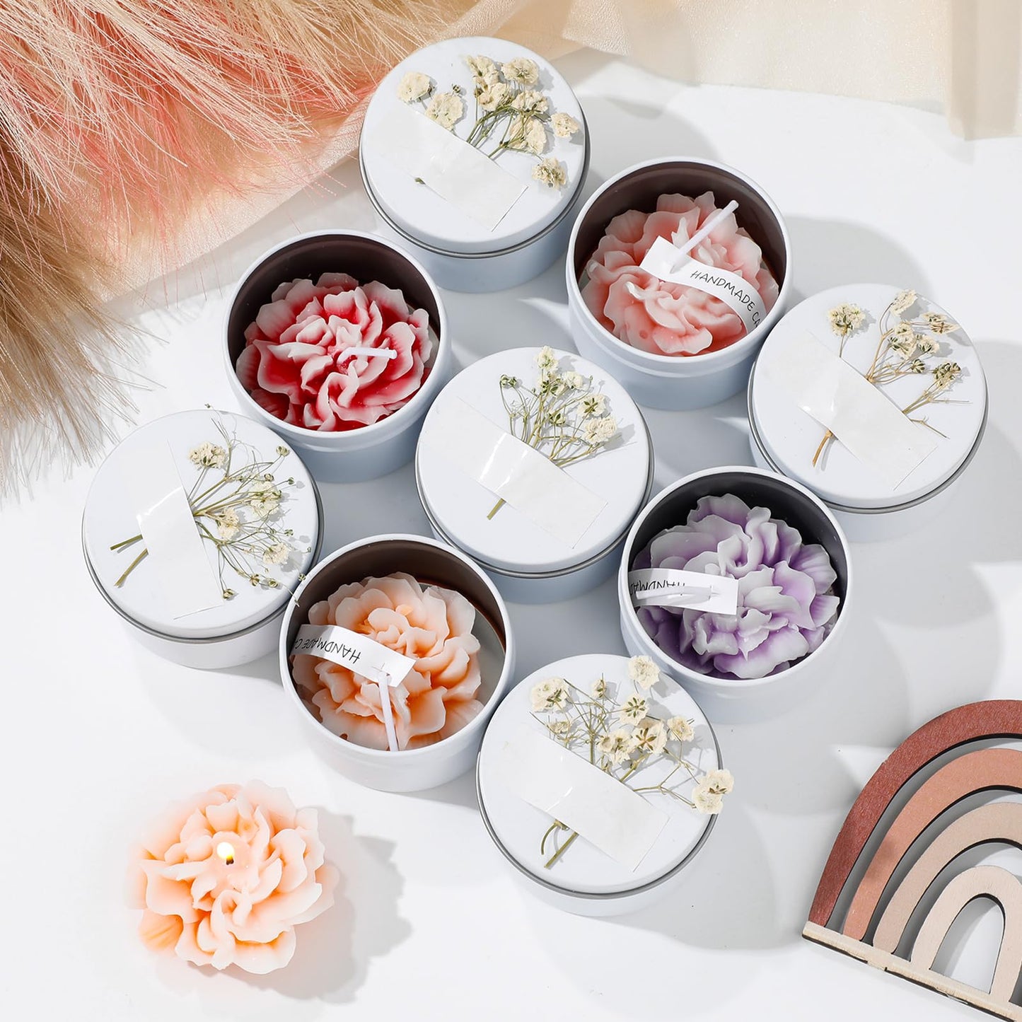 Threlaco 12 Pcs Flower Candles Scented Bridesmaid Gift Set Soy Wax Aromatherapy Candles Bulk for Wedding Bridal Shower Home Guests Women Valentines Mothers Day Anniversaries Favor(Mixed Color)