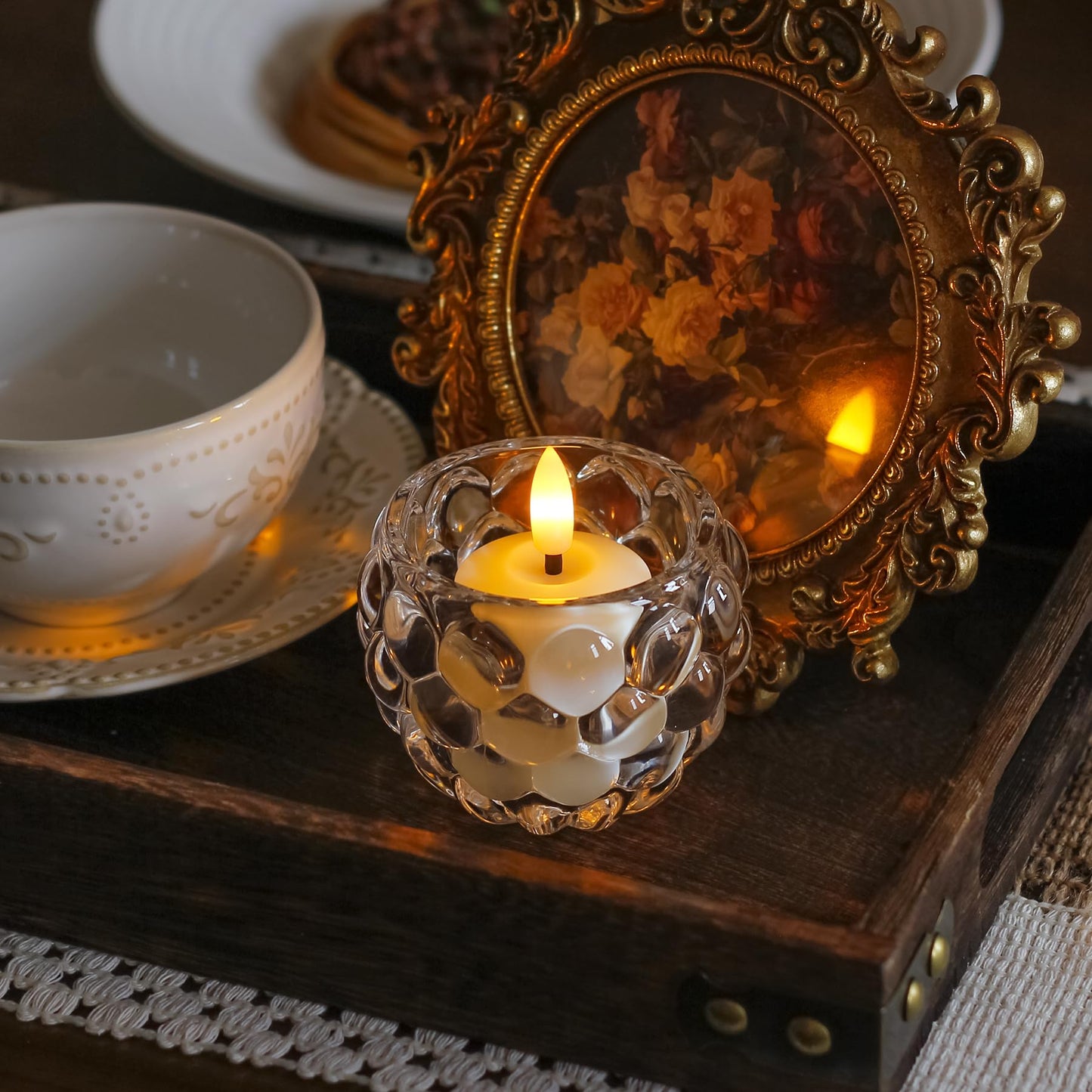 Mavandes Small Flickering Tea Light Flameless Candles with Battery and Remote,1.5" x2.5" Ivory LED 2/4/6/8H Timer Votive Battery Operated Pillar Plastic Long Lasting 6pcs Tealight Candles