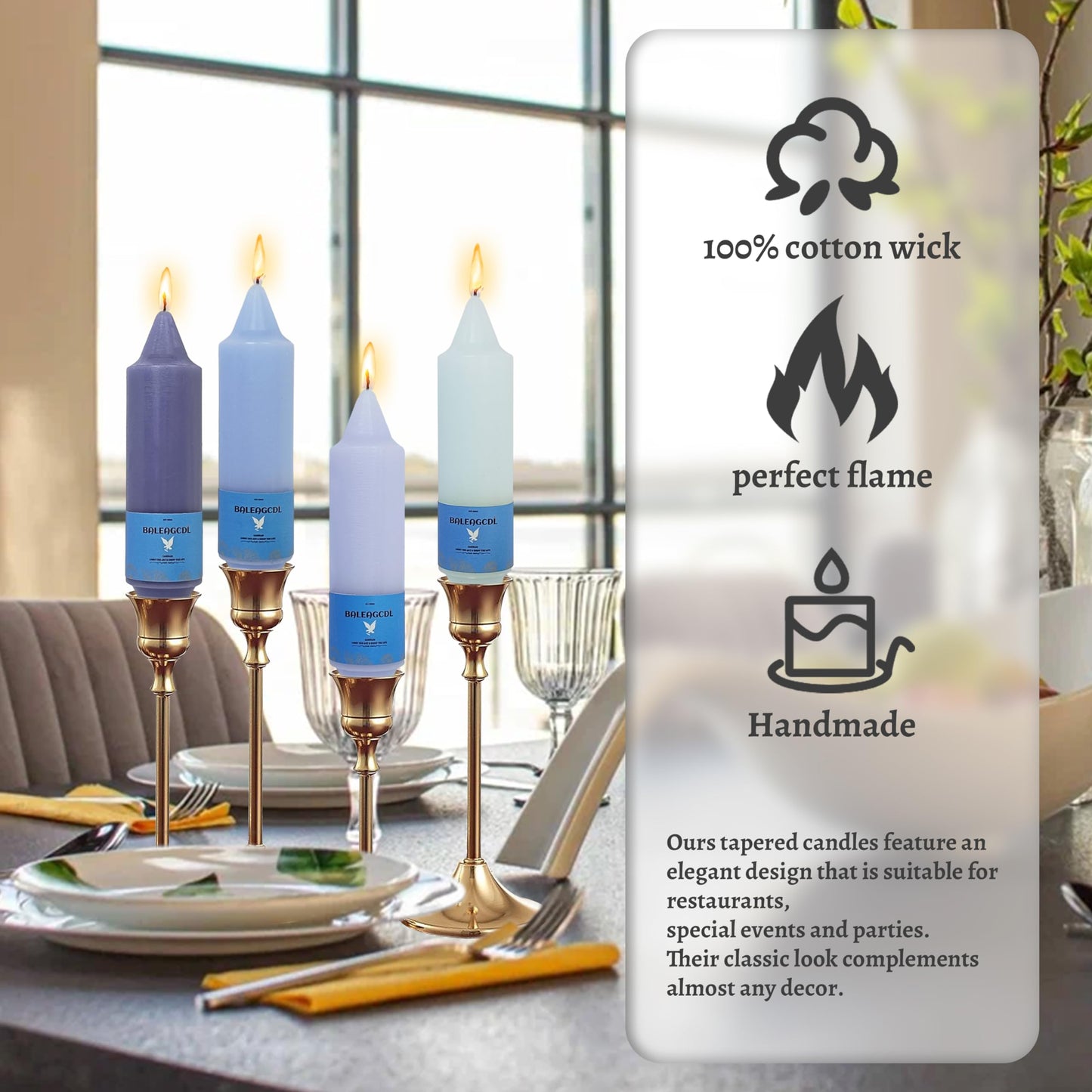 Handmade Unscented Twisted Gradient Blue Taper Candles - Long - Lasting, Smokeless, Elegant Candlesticks, 5 - Inch for Home Décor, Weddings, Festive Seasons