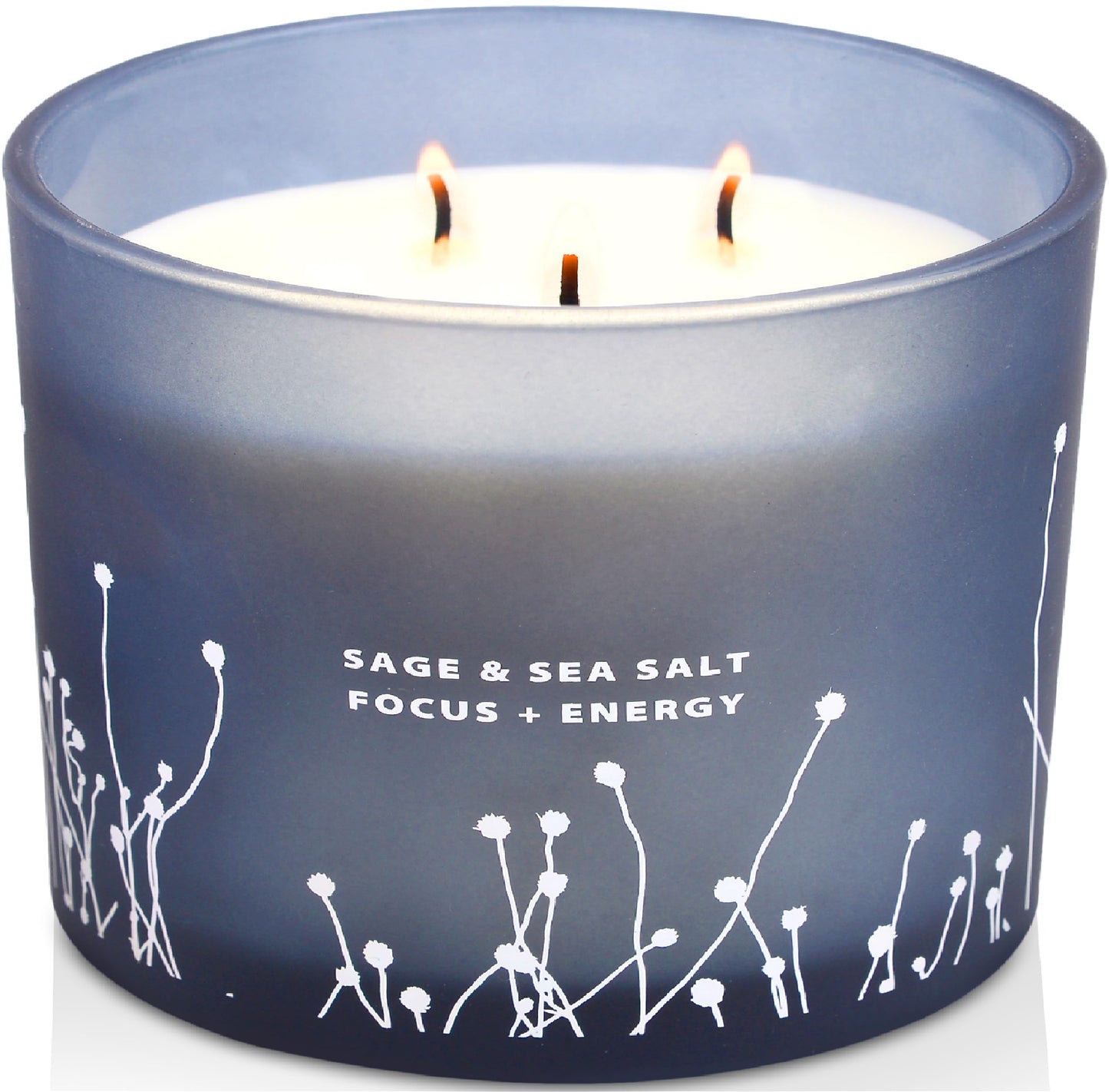 White Sage Sea Salt 3 Wick Candle - Large Soy Scented Candle 14.5 oz - Sage Candle for Cleansing House - Aromatherapy Energy Cleansing Candle for Home, Stress Relief, Women & Men