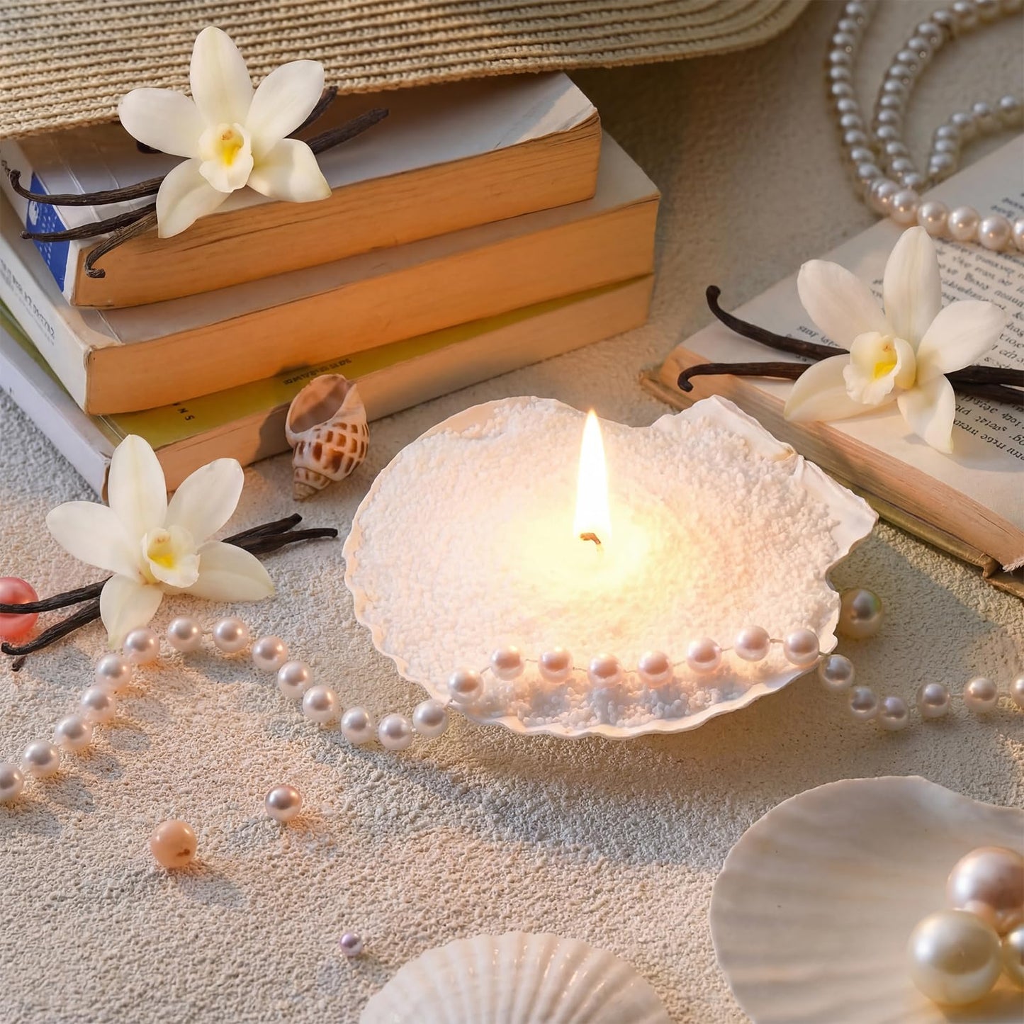 Conelist 1lb Vanilla Pearled Candle Sand Wax Set Customized Powder Making Candles Refill Kit Palm Wax All Natural Non Toxic with 10 Wicks for Gifts DIY Making