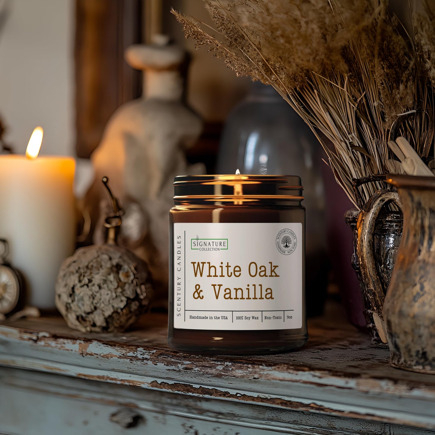 White Oak Vanilla Scented Candle, Many Scents to Choose from, All Natural Non-Toxic Soy Wax, Handmade in The USA (White Oak & Vanilla)
