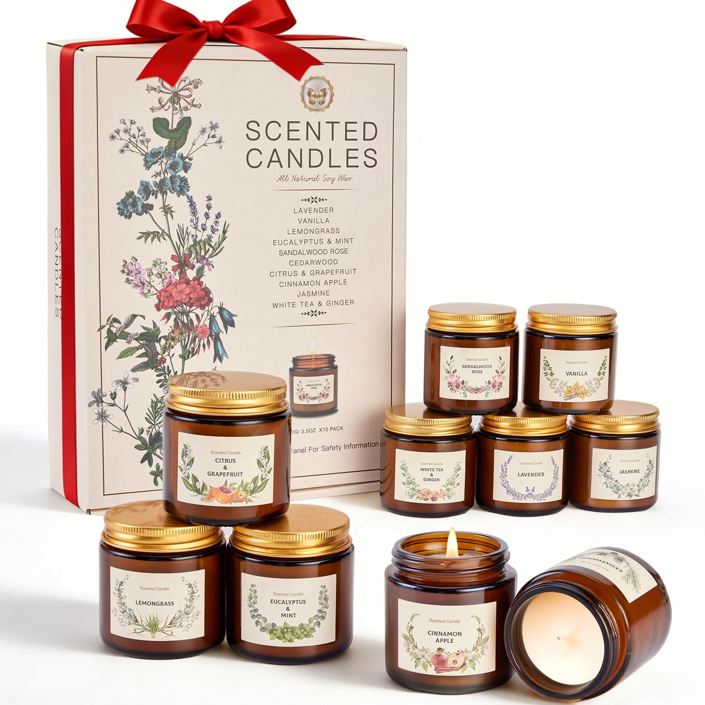 Scented Candles Set for Women Gifts, Soy Wax Candle 10 Pack, Long Lasting Aromatherapy Candles for Home, Birthday, Mother’s Day, Thanksgiving & Holidays