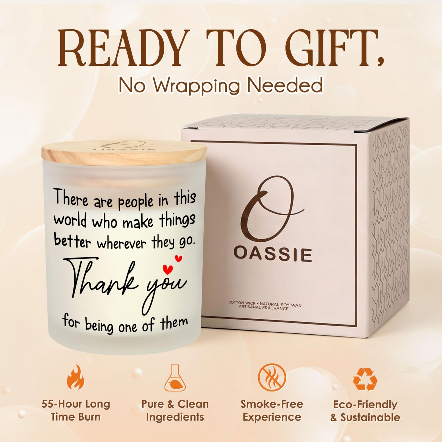 OASSIE Thank You Gifts for Women - Vanilla Lavender Candle 10 oz - Inspirational Teachers Day Birthday Retirement Nurse Week Teacher Appreciation Gifts for Women Friend Coworkers Boss Employees