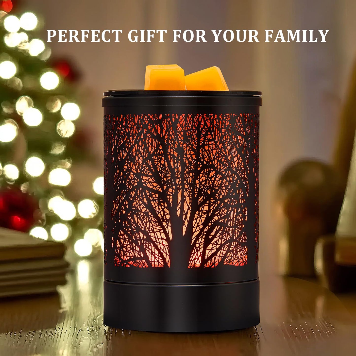 Enaroma Fragrance Wax Melts Warmer with 7 Colors LED Changing Light Classic Black Forest Design Scent Oil Candle Warmer for Home Black Forest