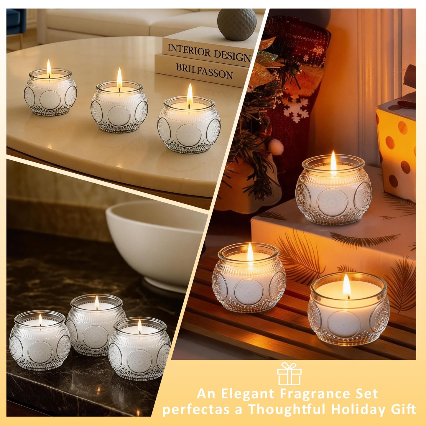 Veiuwa 24 Pack of 4 Oz Mini Soy Candles, Vanilla Scented Candle Set in Vintage White for Home, Gifts, Party Favors, Spa & Relaxation It's a Very Holiday Gift to Give to Family and Friends!