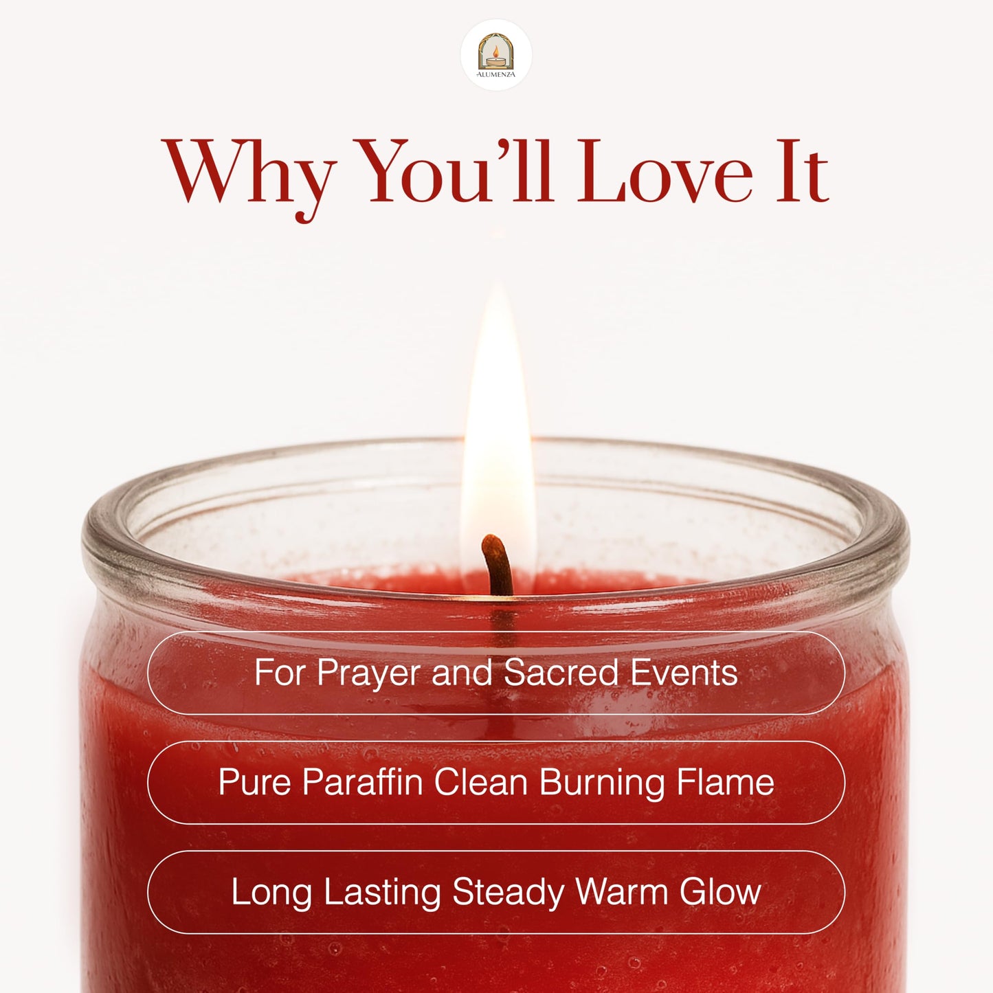 Alumenza 6 Pack Sagrado Corazón de Jesús Candle in Glass Jar 90 Hours – Paraffin Wax, Clean Burning Unscented | Large & Tall Devotional Prayer Pillar Candles for Home, Memorial, Rituals