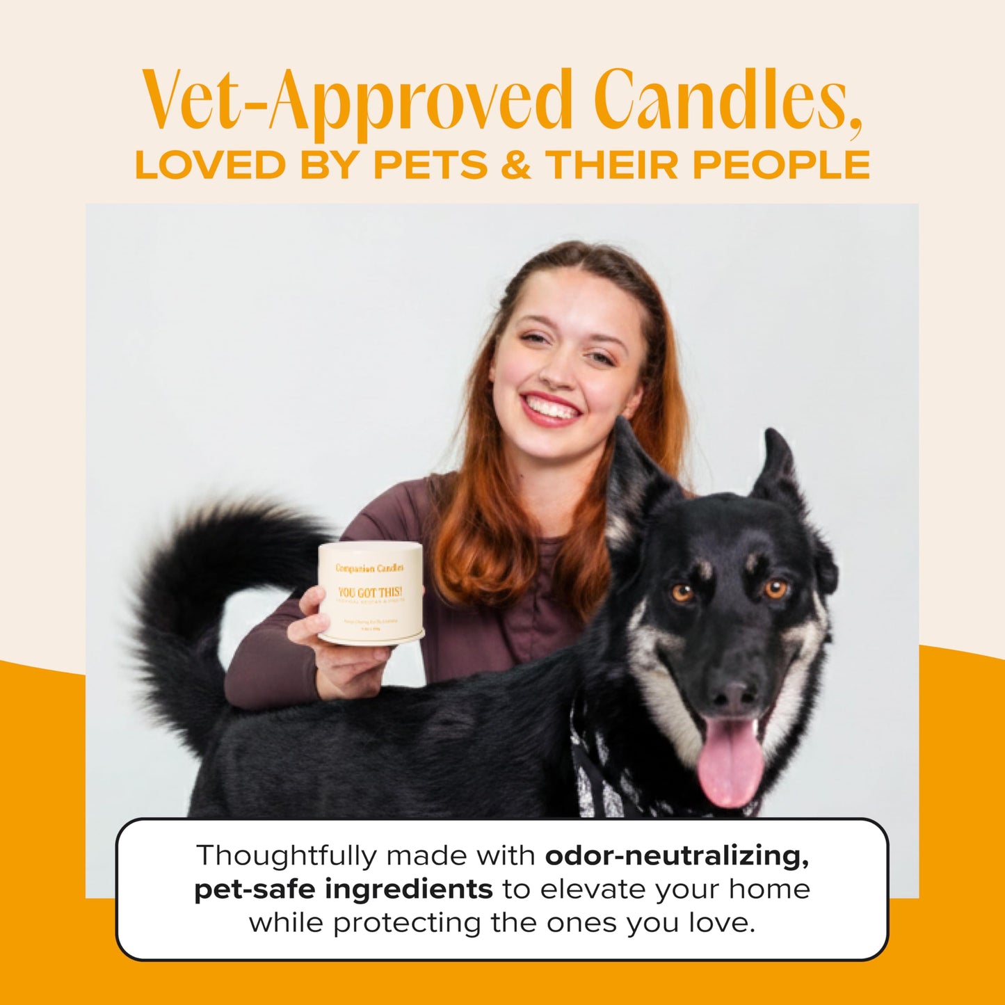 Companion Candles You Got This! Pet-Friendly Scented Candle – Tropical Nectar & Fruits Fragrance - Coconut Soy Wax Candle with Wooden Wick, Approx. 50-Hour Burn Time, Made in USA, 11.8 oz