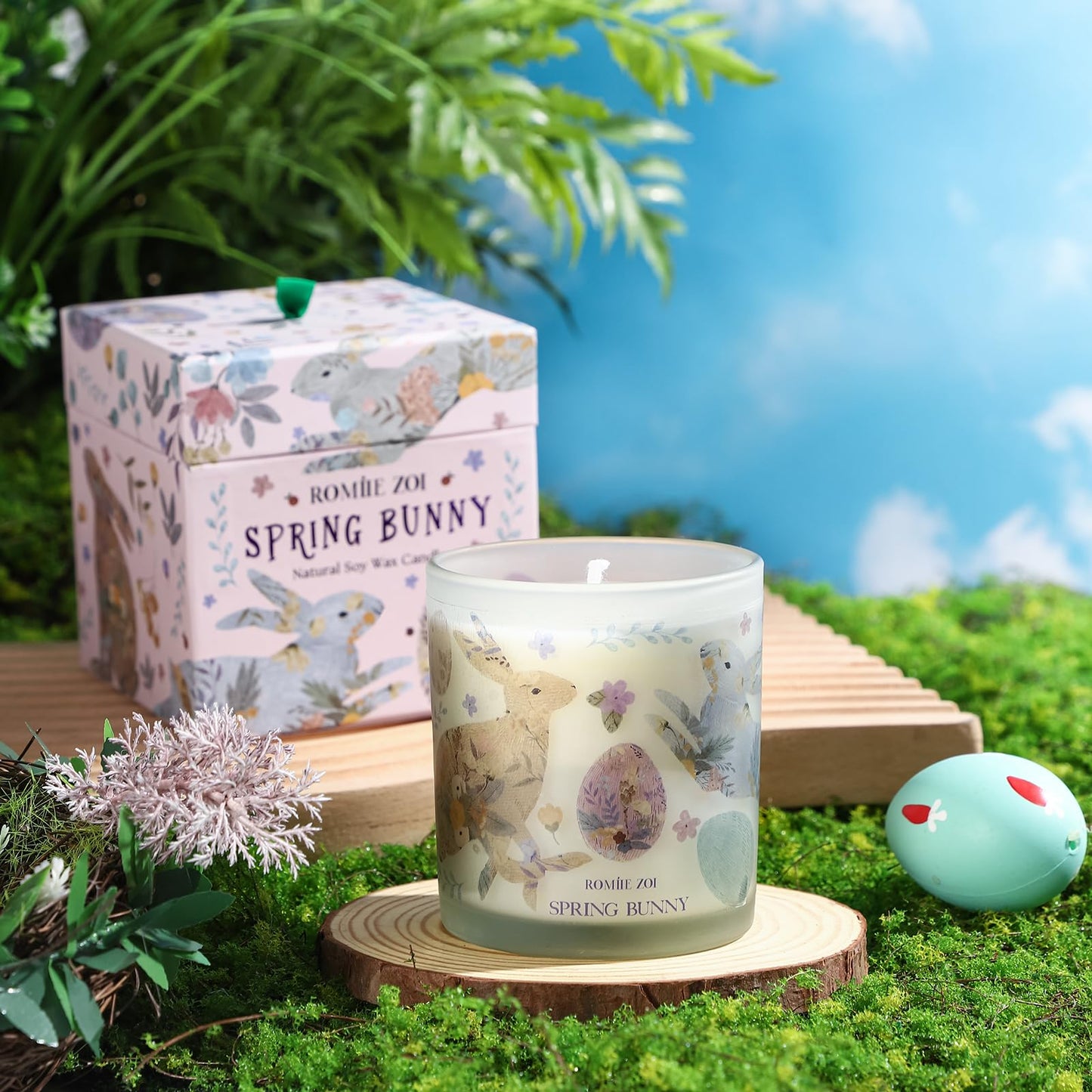 ROMIIE ZOI Easter Scented Candle - 6oz Soy Wax Candle, Fancy Bunny, Infused with Garden Bunny Aroma