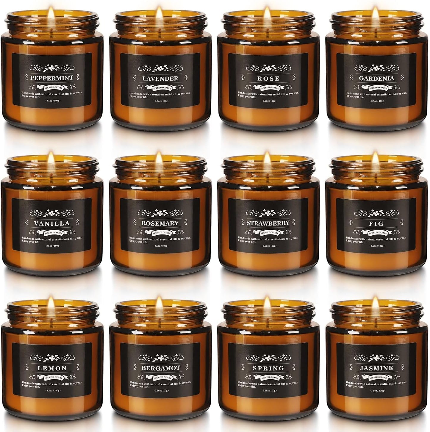 YOROXRG 12 Pcs Scented Candles with Added Natural Essential Oils, 3.05oz, Suitable for Various Festivals, Parties, Yoga, and Home Scene