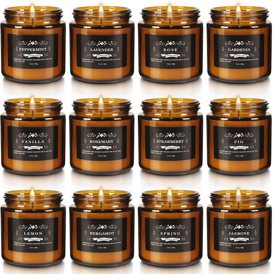 YOROXRG 12 Pcs Scented Candles with Added Natural Essential Oils, 3.05oz, Suitable for Various Festivals, Parties, Yoga, and Home Scene