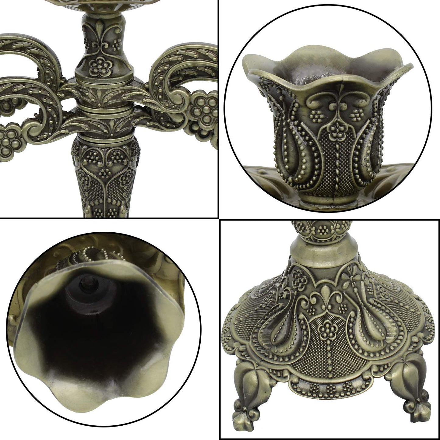 Dorlotou Metal Candelabra 5-Candle 10.1 Inch Tall Candle Holder Stick for Home Wedding Event and Party Festival,Bronze