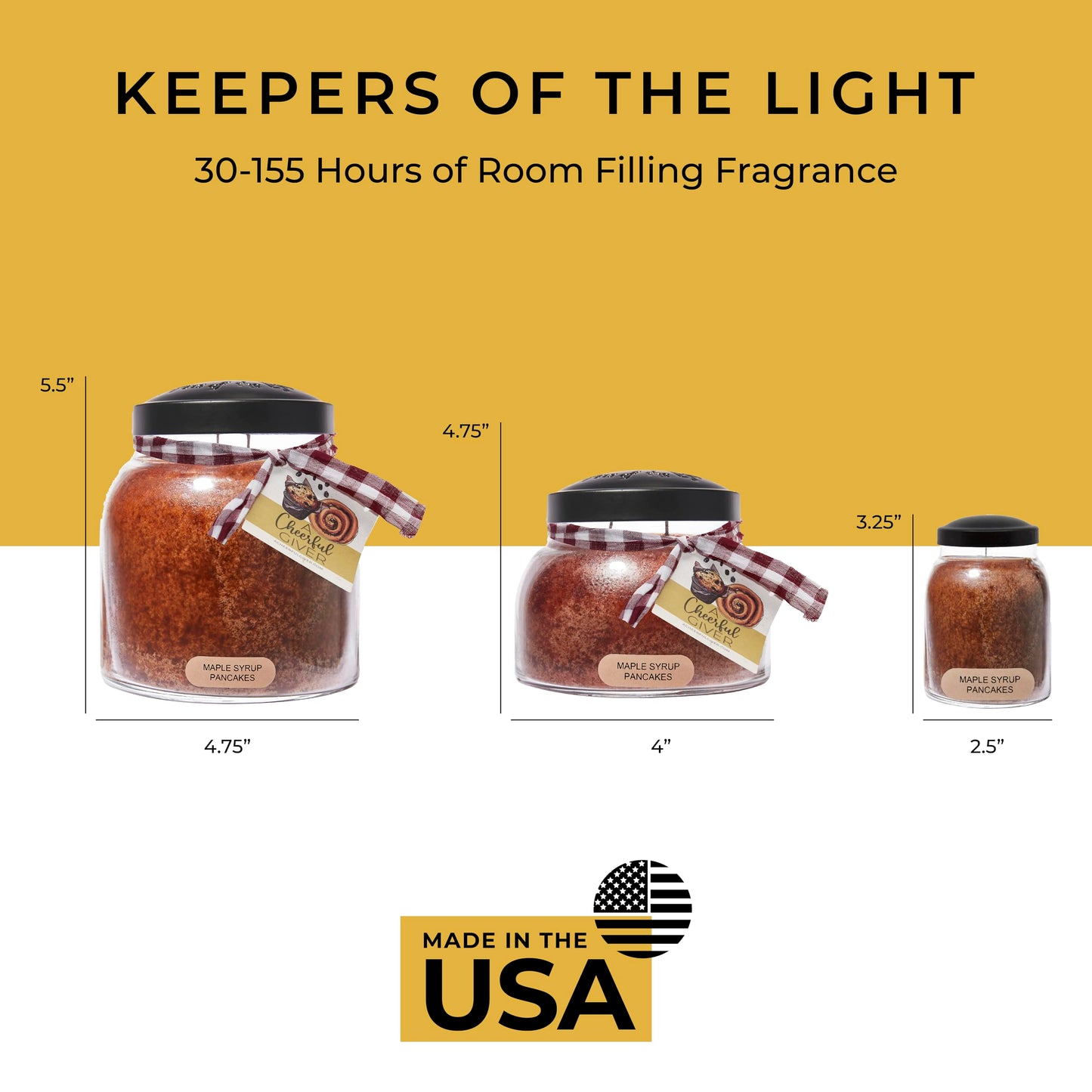 A Cheerful Giver - Maple Syrup Pancakes - 34oz Papa Scented Candle Jar with Lid - Keepers of the Light - 155 Hours of Burn Time, Gift for Women, Brown