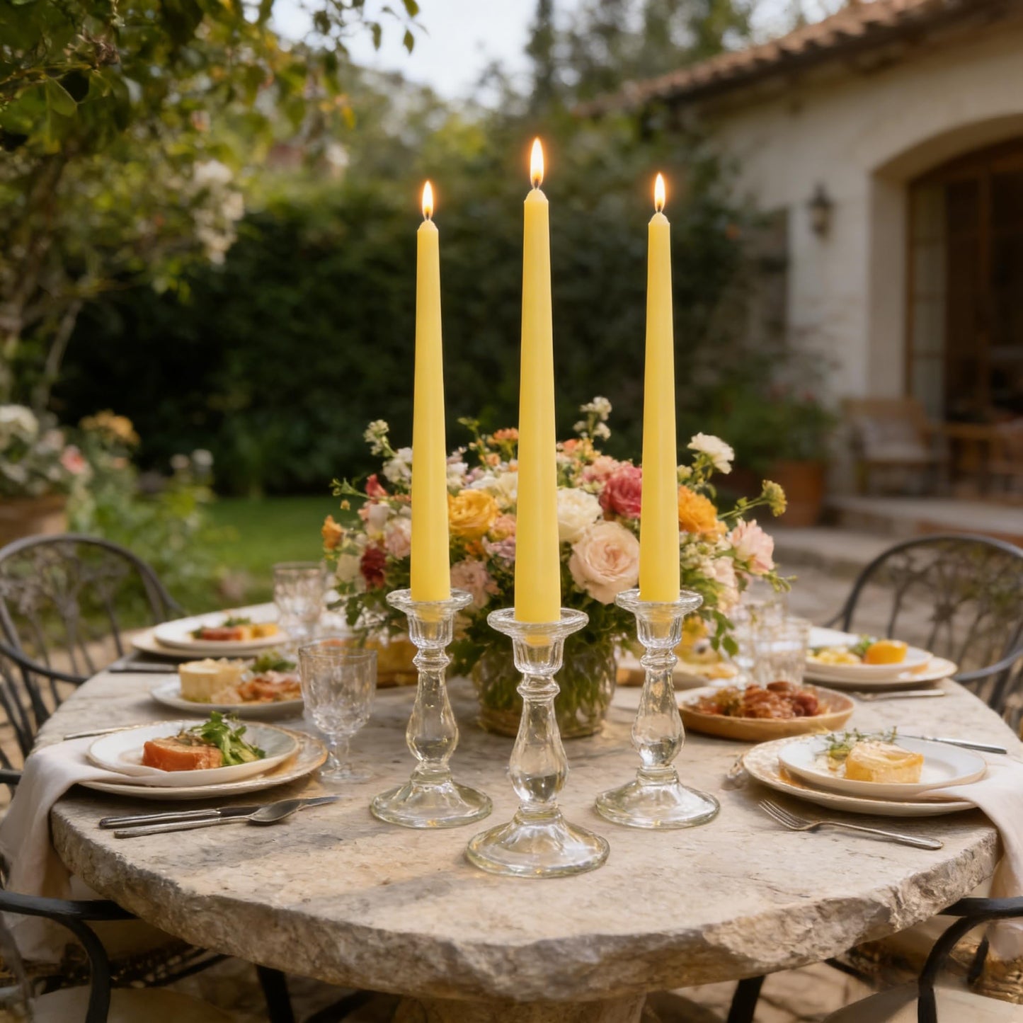 12-Pack Yellow Taper Candles, 10 Inch Unscented Dripless Candlesticks, Long-Lasting Burn Time of 7-8 Hours, Perfect for Home Décor, Weddings, and Events