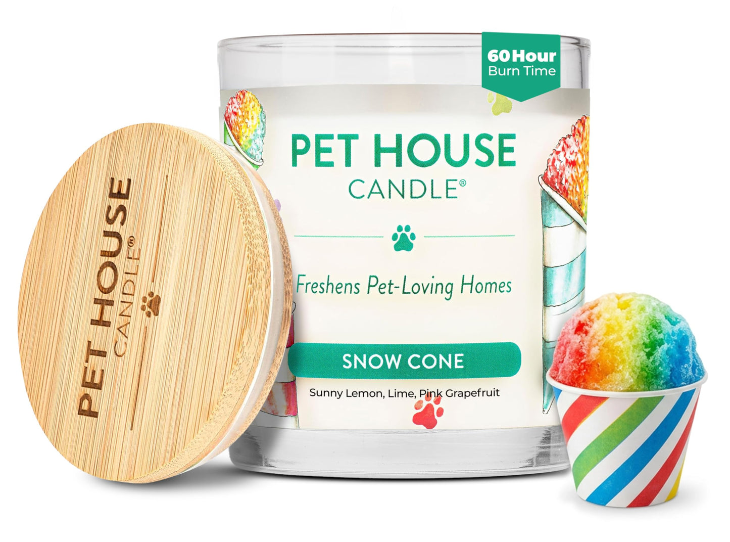 Pet House Candles, Plant-Based, Clean Burning, Long Lasting Pet Odor Candle for Home - Snow Cone