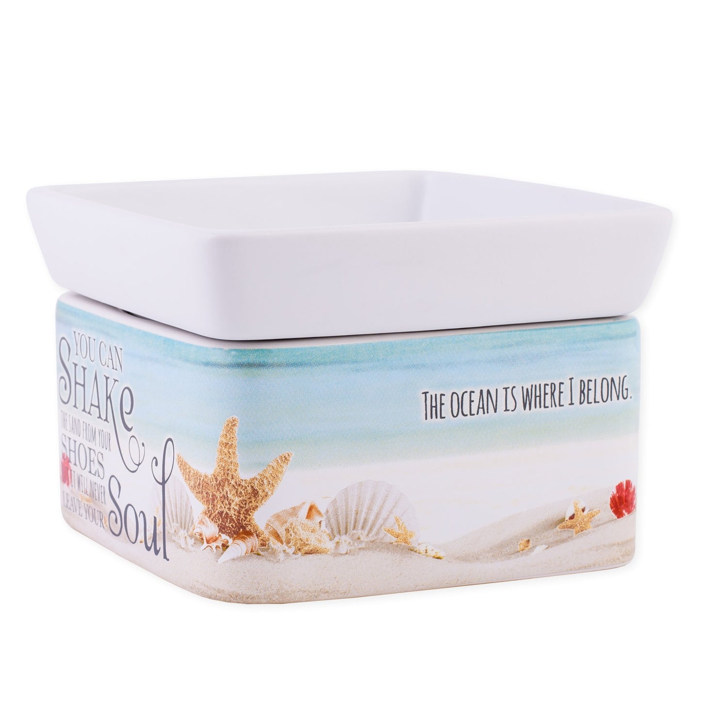 Shake Sand from Shoes Beach and Ocean Stoneware Electric 2-in-1 Jar Candle and Wax Tart Oil Warmer