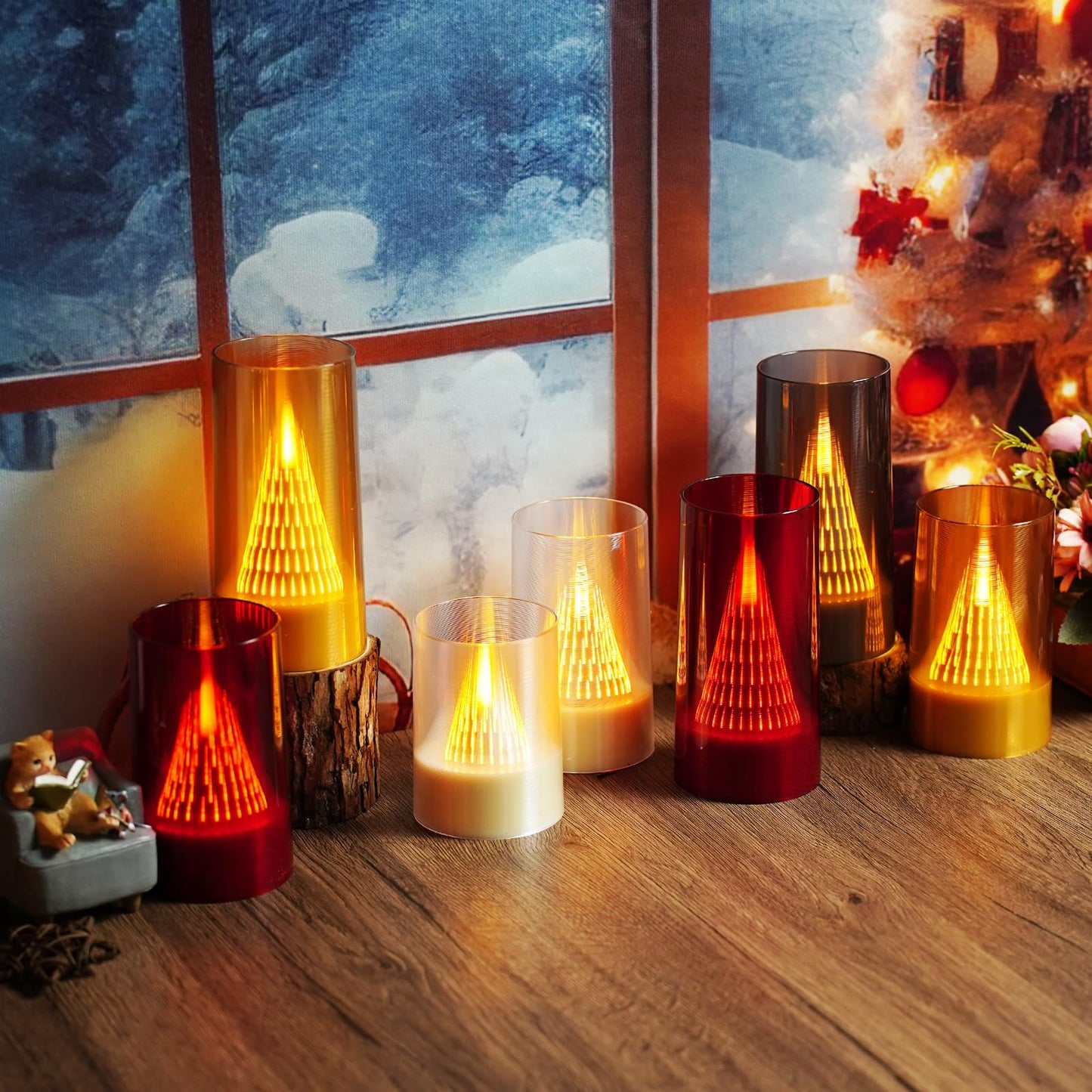 Eebus LED Flameless Candles with Remote - Battery Operated,Fake Candles for Home Décor Tapered Glowing Pillar Candle Lights Add a Warm and Romantic Atmosphere Set of 2 (D 3"×H 6" 6") (Ivory)
