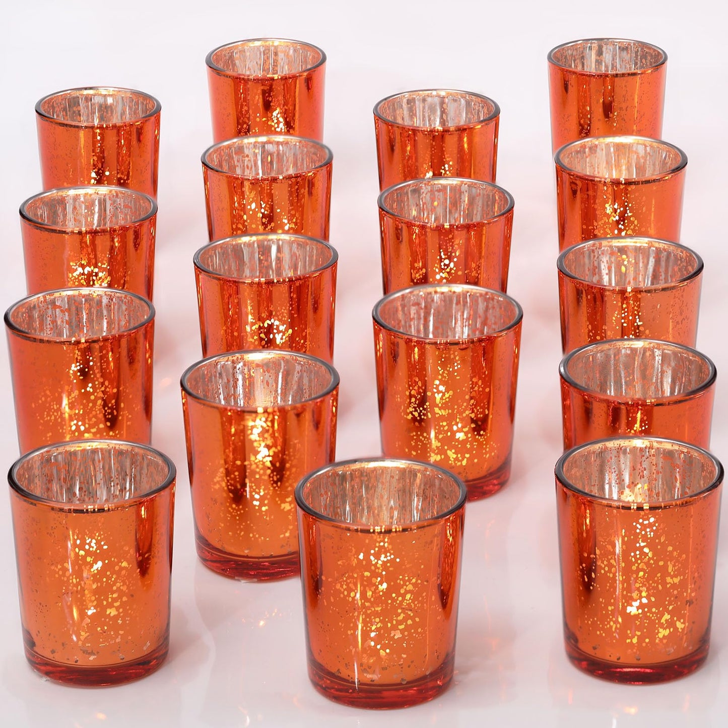 DARJEN 24Pcs Orange Votive Candle Holders, Tea Lights Candles Holders for Wedding Centerpieces & Party Decorations, Fall Home Table and Thanksgiving Day