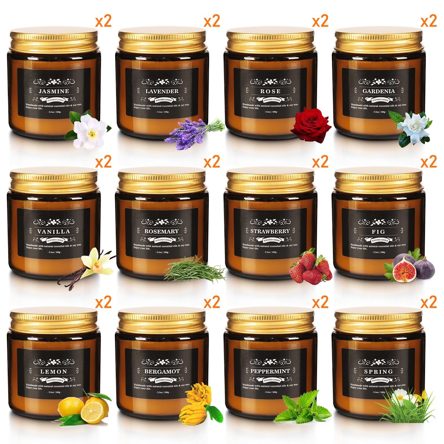 24 Packs Scented Candles for Home, 3.05oz，Soy Wax Aromatherapy Candles with 12 Fragrances, Smokeless Natural Essential Oil Candles for Relaxation, Gifts, Parties, Yoga,Home Decor