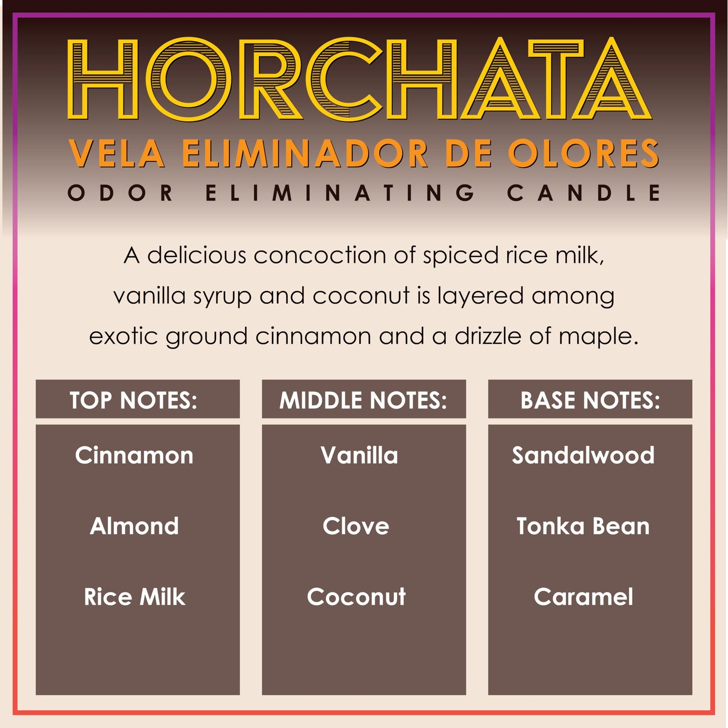 Horchata Odor Eliminating Highly Fragranced Candle - Eliminates 95% of Pet, Smoke, Food, and Other Smells Quickly - Up to 80 Hour Burn time - 12 Ounce Premium Soy Blend