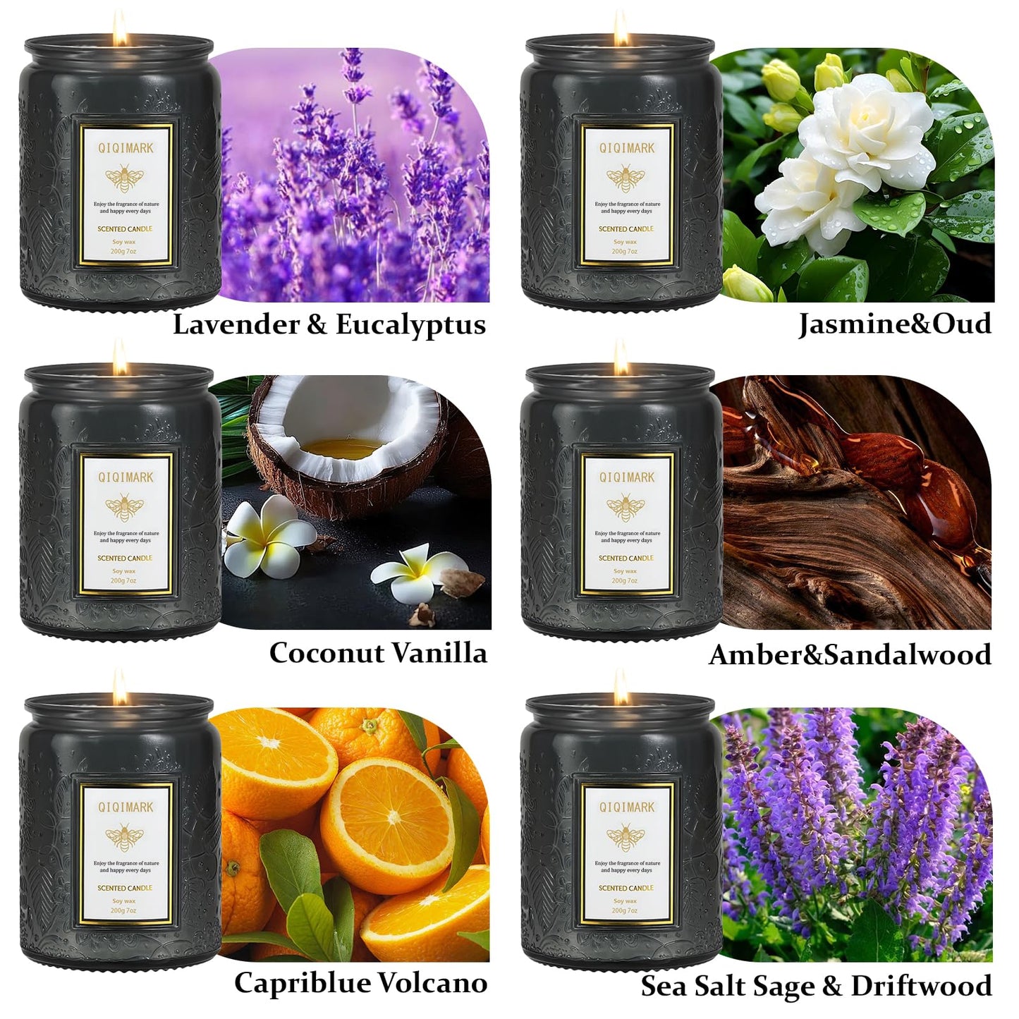 Candles for Men Gift Set, 6 Pack Masculine Scented Soy Candles, 300 Hour Long Lasting Aromatherapy Candle Set, Luxury Home Fragrance Gifts for Men, Dad, Husband, Birthday, Fathers Day
