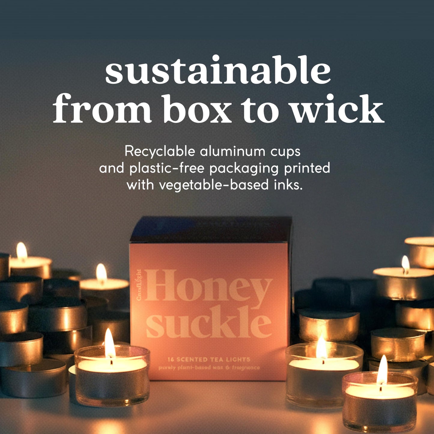GoodLight Scented Vegan and Paraffin-Free Tea Light Candles (16 Count, Honeysuckle)