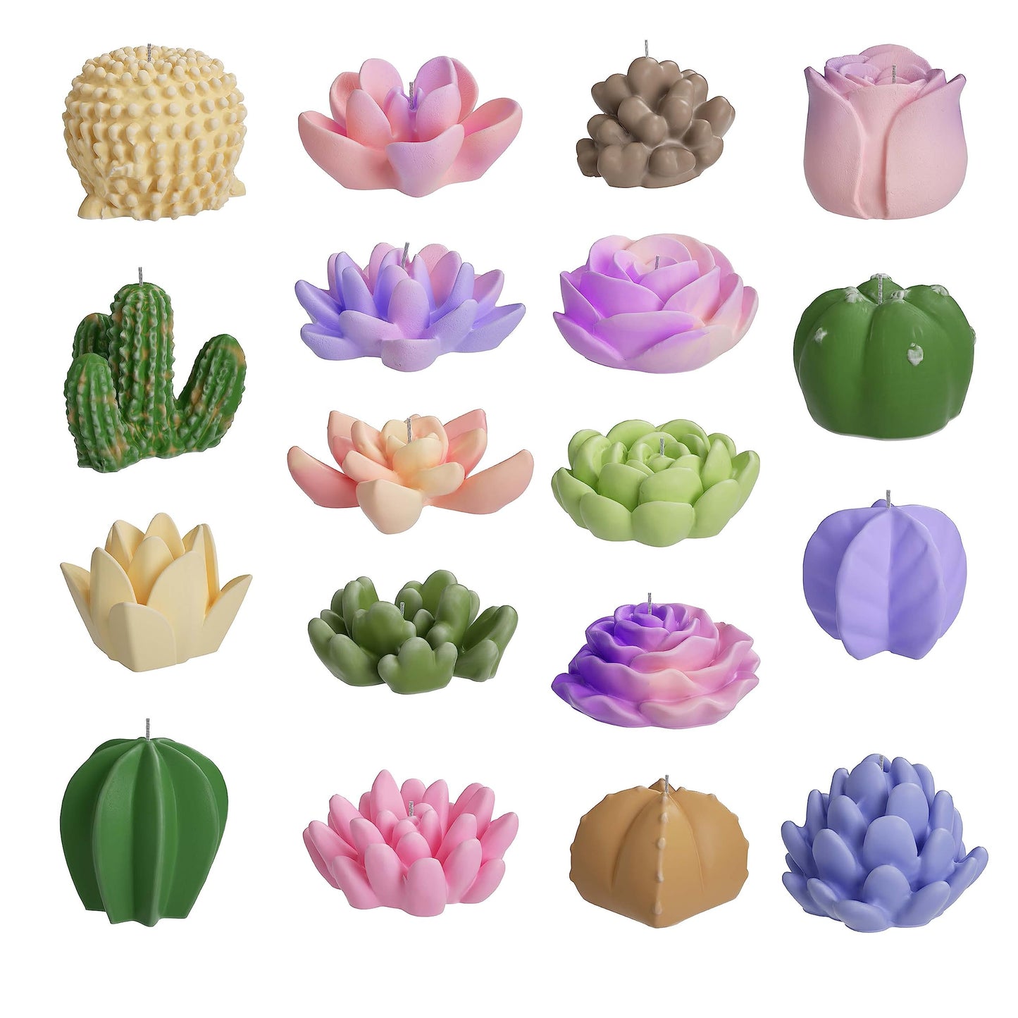 18 Pack Flower Succulent Candle Molds Peony Rose Resin Casting Silicone Molds for Home Decor & Candle Making Wave Spiral Mold