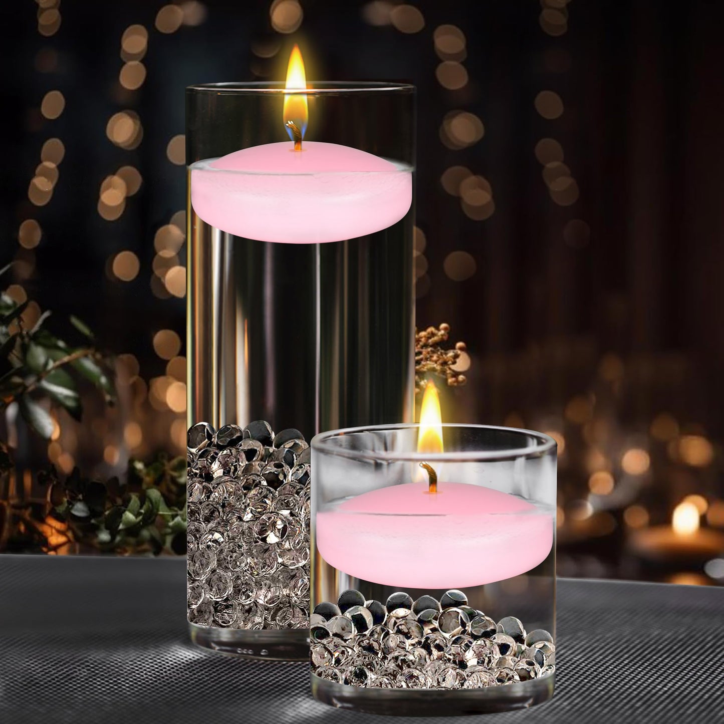 Mega Candles 4 pcs Unscented Pink Floating Candles, Hand Poured Wax Candle 3 Inch Diameter, Home Décor, Wedding Receptions, Centerpieces, Occasions, Events, Festivities, Meditations, Spas