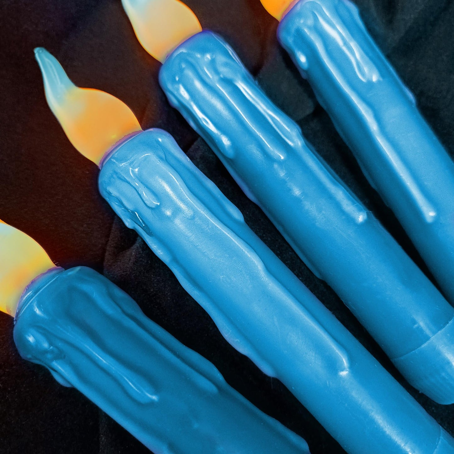 Gedengni Magical Candlesticks Flameless Taper Candle, 4pcs Real Wax LED Tapered Candles Remote Dipped Candle 6inch Battery Chandelier for Enchanting Weddings and Harry Potter Inspired Vigils(Blue)