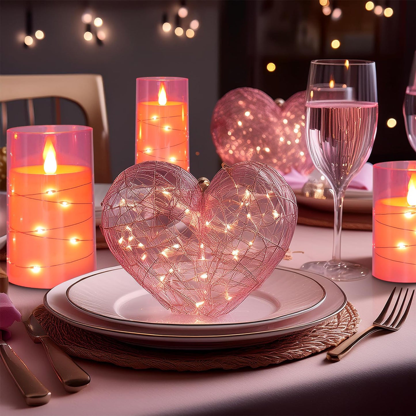 Aignis Flickering Flameless Candles Battery Operated Candles LED Candles with Remote Timer for Home/Wedding/Birthday/Holiday Decor, Cherry Blossom Pink 3D Flame Set of 3 (D3 xH4 5" 6")