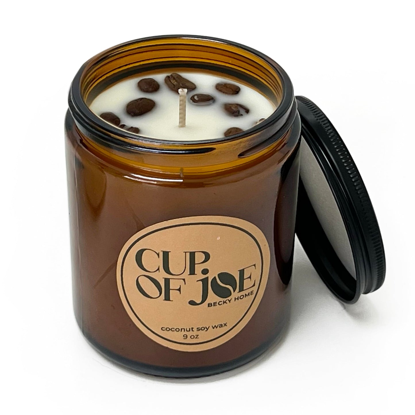 Becky Home 9 oz Coffee Scented Candle, Fresh Espresso Candle, Macchiato Coffee Candles, Large Jar Candles for Women, Gift for Men and Women, Amber Glass