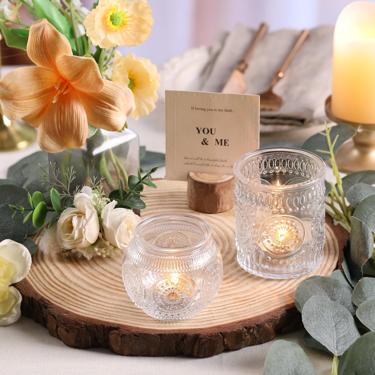 DARJEN Clear Votive Candle Holder Set of 20, Upgraded Size Tea Light Candle Holder Glass for Wedding Table Centerpieces, Elegant Bulk Votive Holders for Party, Proposals and Wedding Shower