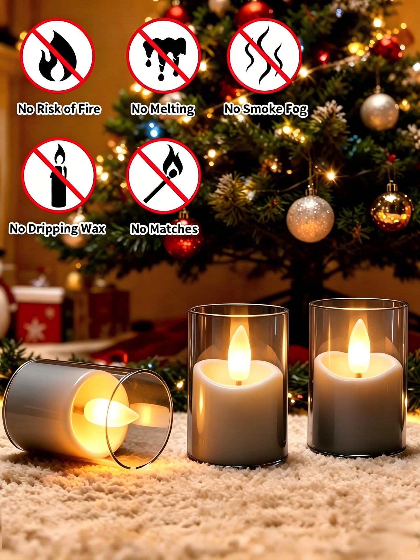 YTRUSTIX Rechargeable Flameless Tea Light Candles with Timer Remote, 1.7"x2.5" Acrylic Small Votive Electric LED Candles Battery Operated for Home Aniversary Wedding Holiday Decor (Pack of 6, Gery)
