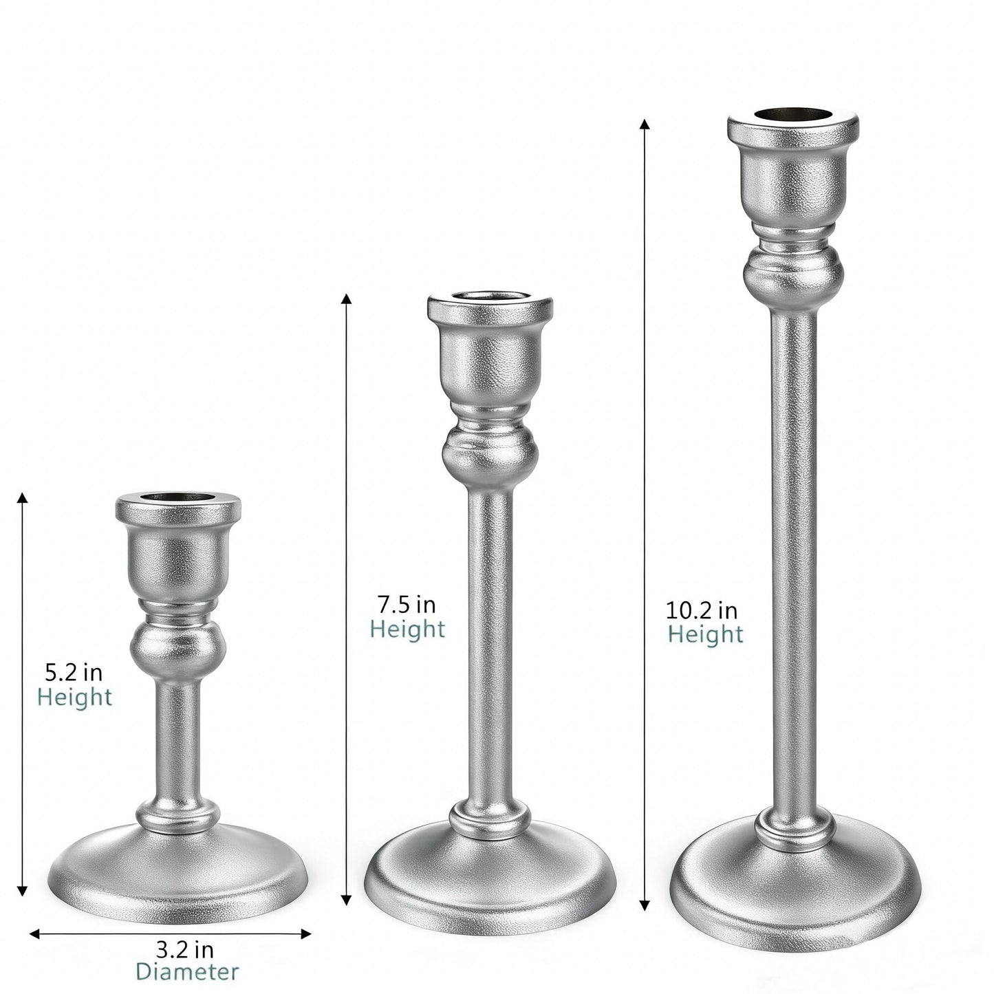 Candlestick Holders Taper Candle Holders Set of 3, Golden Candlestick Holders Decorative Candle Stand, Tapered Candle Holders Set for Wedding, Dining Table, Home Decoration (Antique Silver)