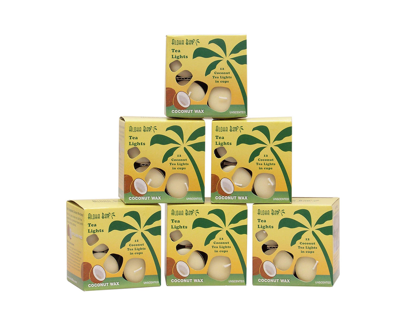 Aloha Bay - Coconut Wax Tealight Candles - Unscented Candles that Burn Completely with No Wax Left Behind | Long-Burning Tealights, & Ideal for Accent Lighting | 72 pcs | Cream