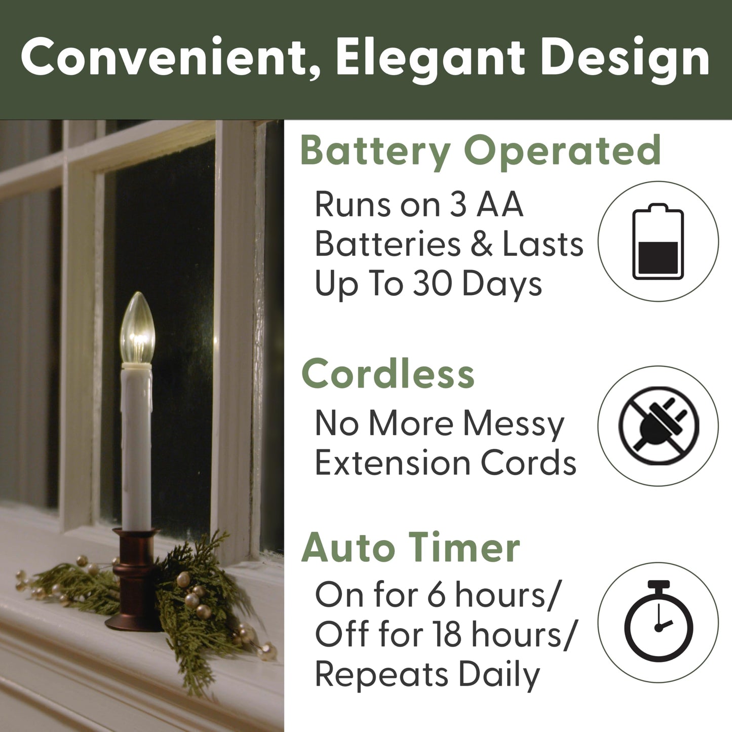612 Vermont Ultra-Bright LED Window Candles with Timer, Battery Operated, Slim-Line Metal Base, VT-2813-AW-4R (Antique Bronze, Pack of 4)