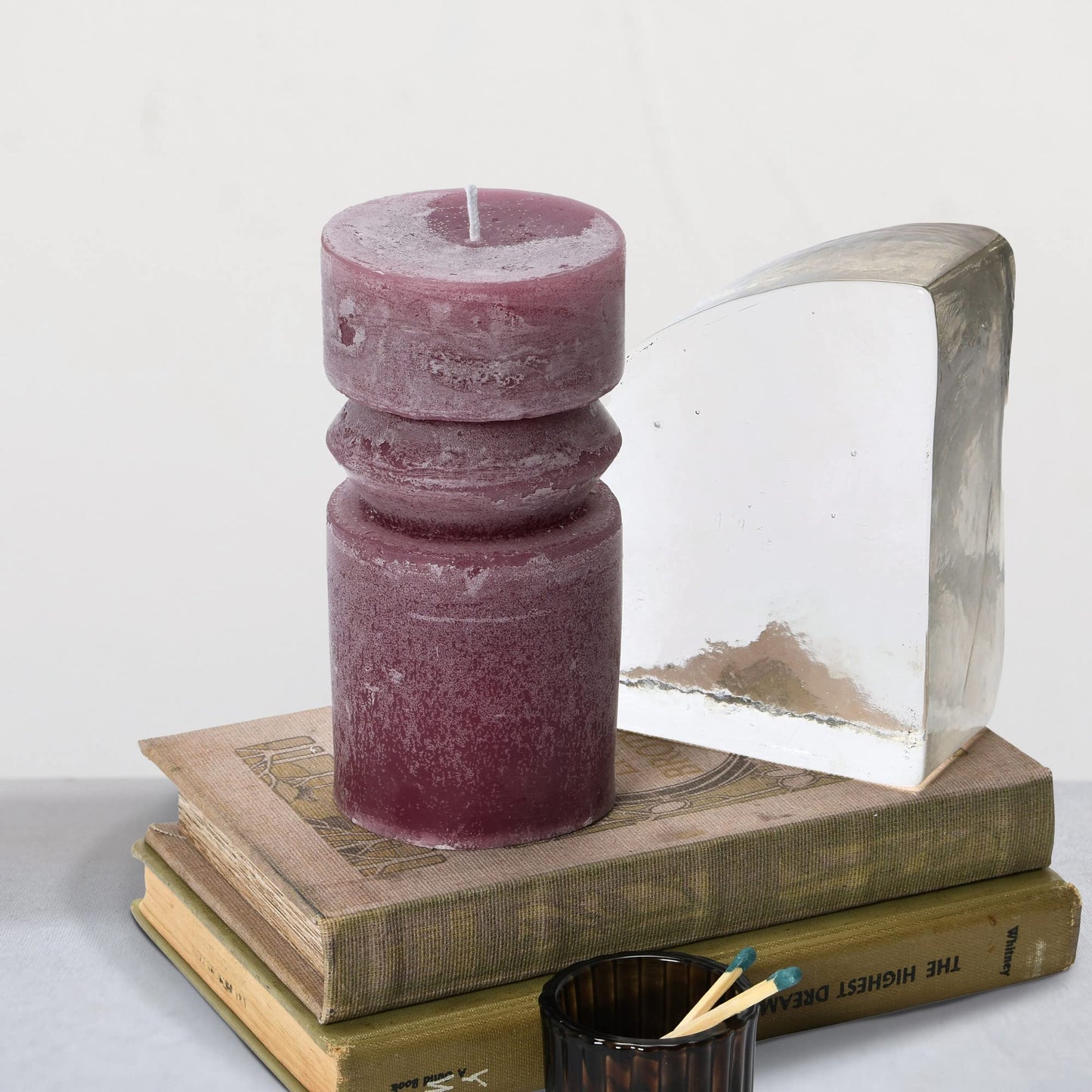 Creative Co-Op Unscented Totem Pillar, Pinot Candles, 3" L x 3" W x 6" H, Purple