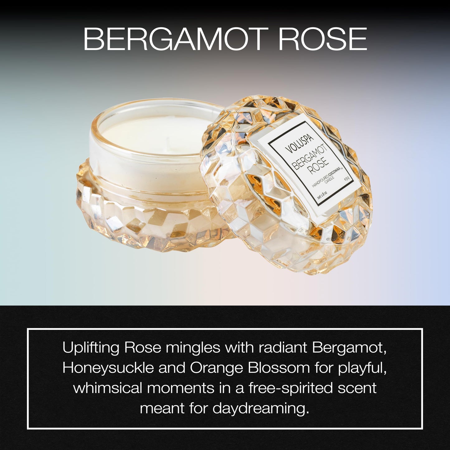 Voluspa Bergamot Rose, Macaron Candle, 1.8 oz, 15 Hour Burn Time, Coconut Wax for Clean Burning, Handcrafted in The USA